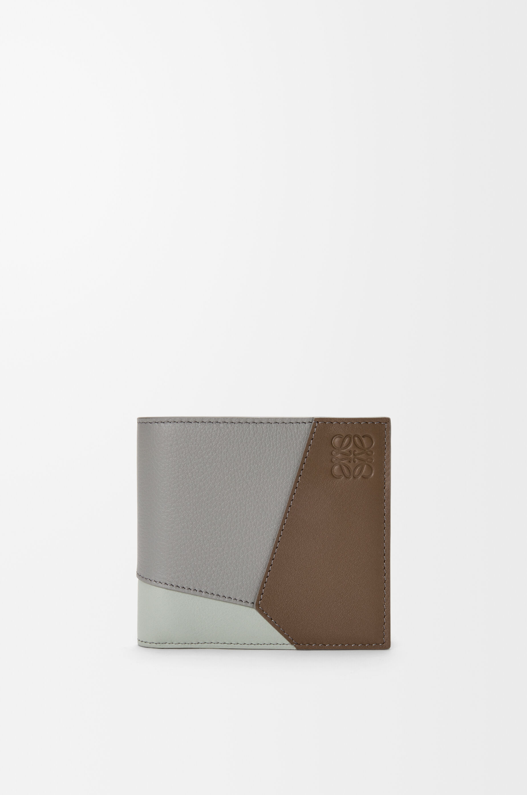 LOEWE Puzzle bifold wallet in classic calfskin Winter Brown/Ash Grey