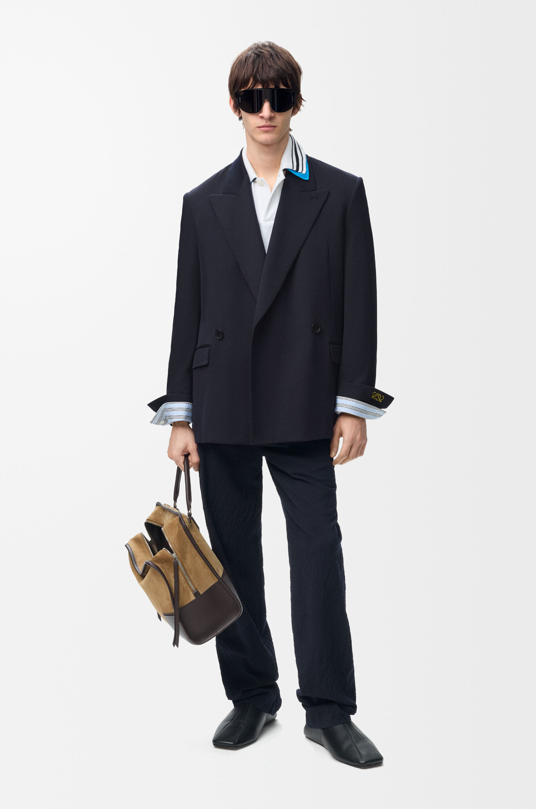 LOEWE Double-breasted jacket in wool blend Dark Navy Blue