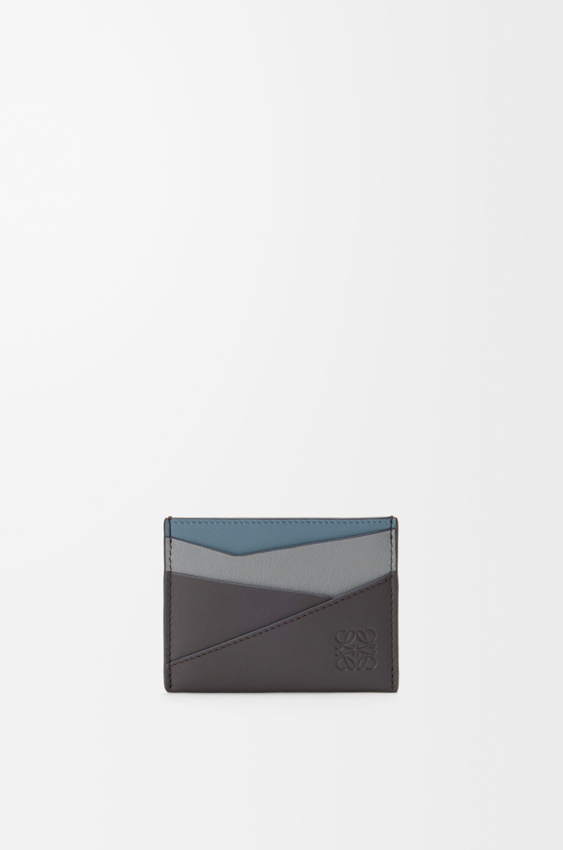 LOEWE Puzzle plain cardholder in classic calfskin Asphalt Grey/Storm Blue