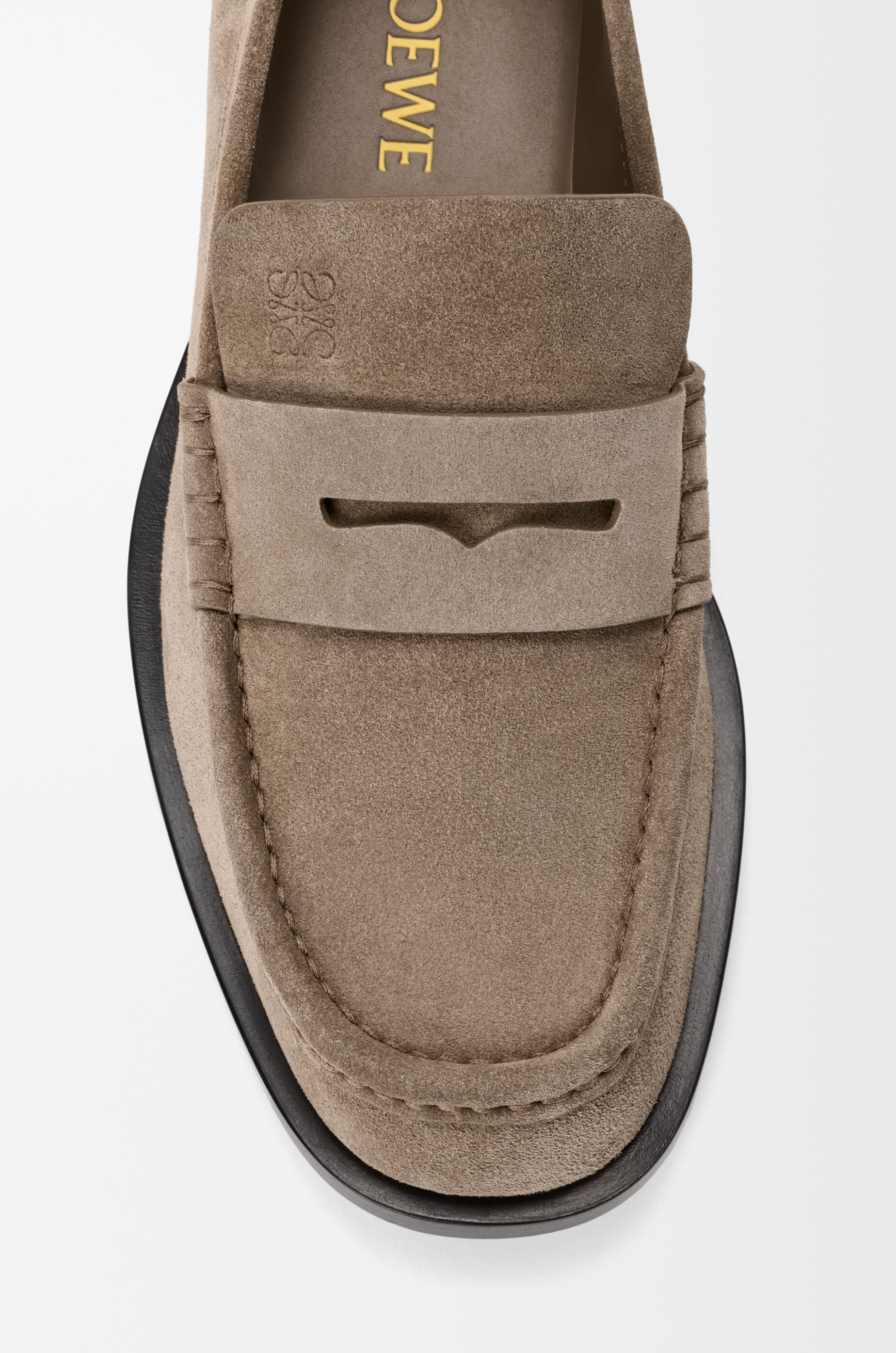LOEWE Bobine loafer in suede calfskin Hazelnut