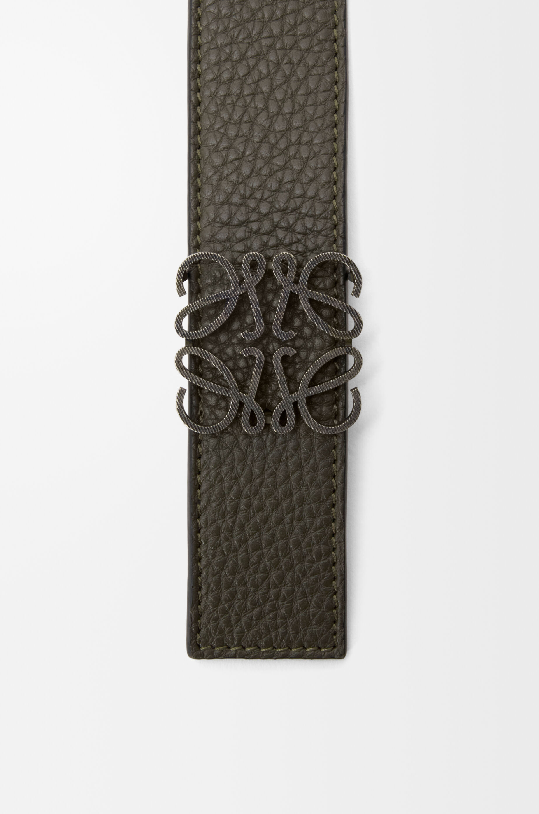 LOEWE Reversible Anagram belt in supple grained calfskin Dark Khaki/Black/Dark Pal