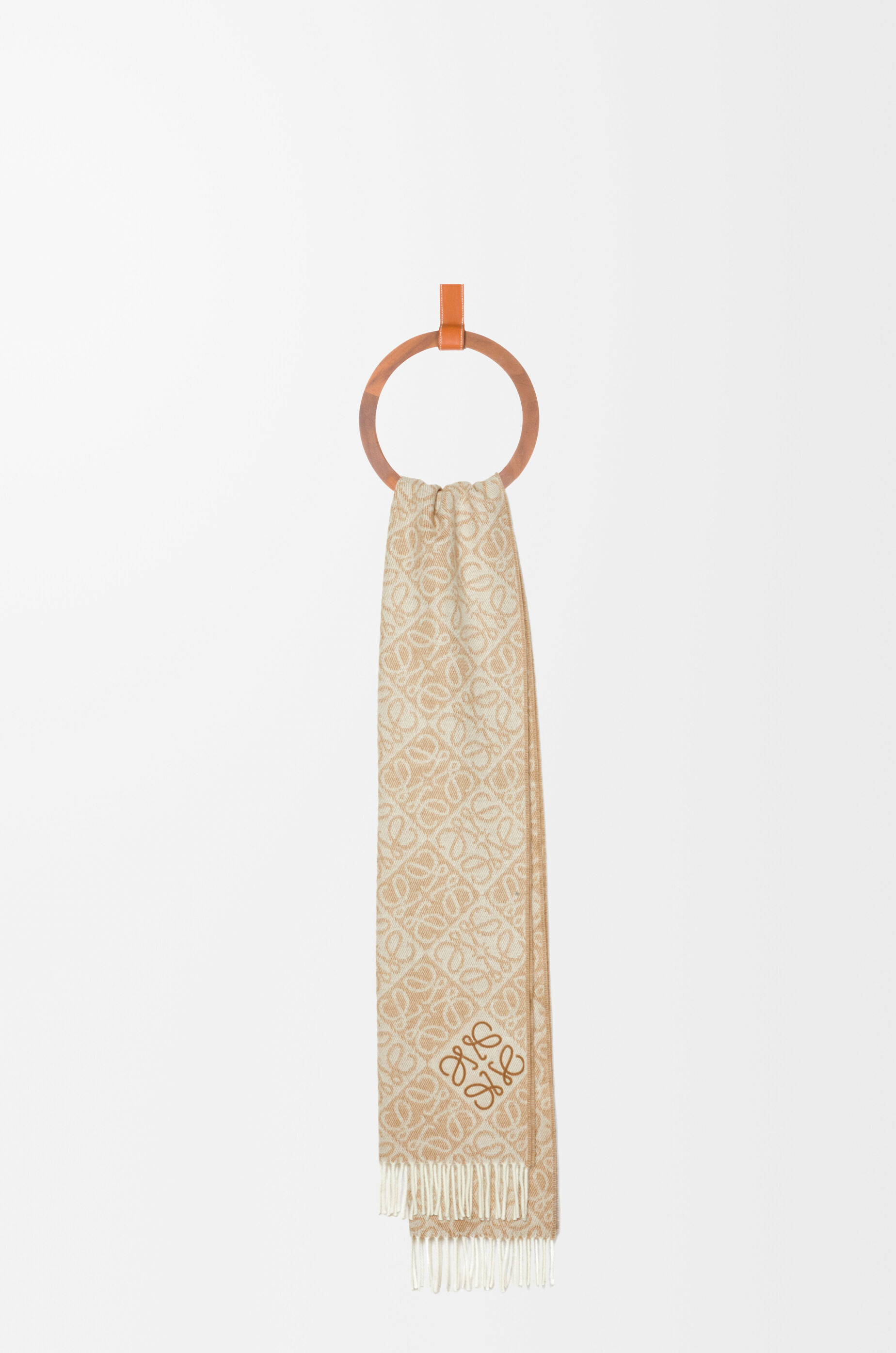 LOEWE Anagram scarf in wool and cashmere Beige