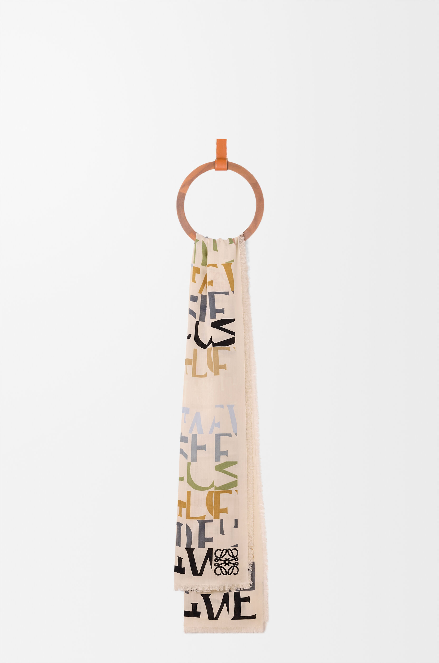 LOEWE Scarf in wool, silk and cashmere blend Multicolor/Caramel 