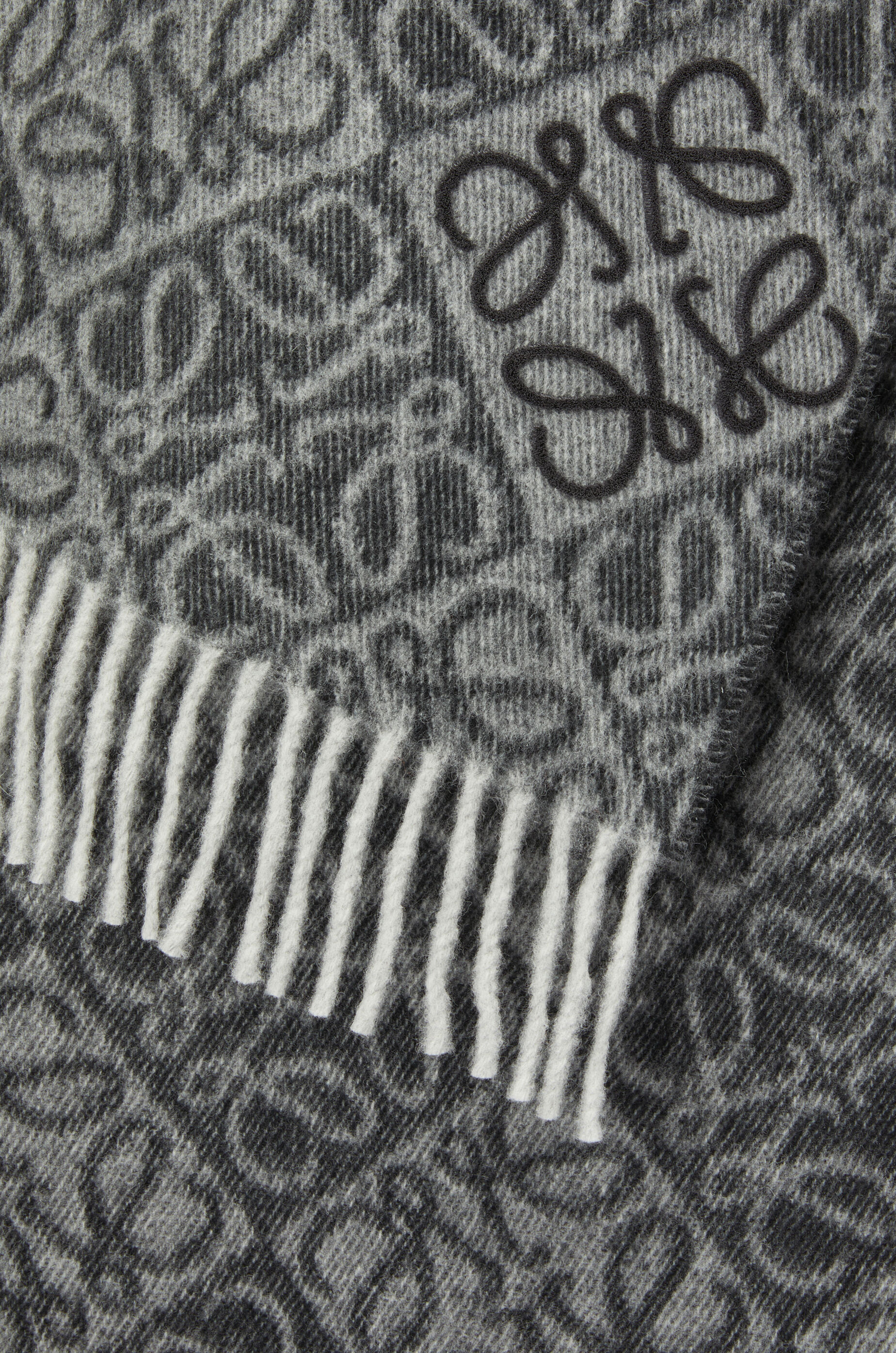LOEWE Anagram scarf in wool and cashmere Dark Grey