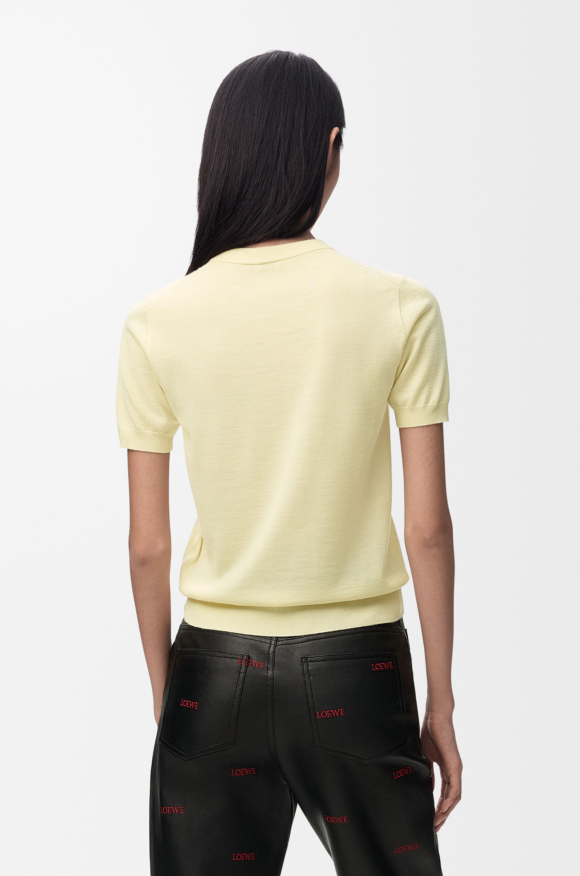 LOEWE Top in merino wool Light Yellow/White