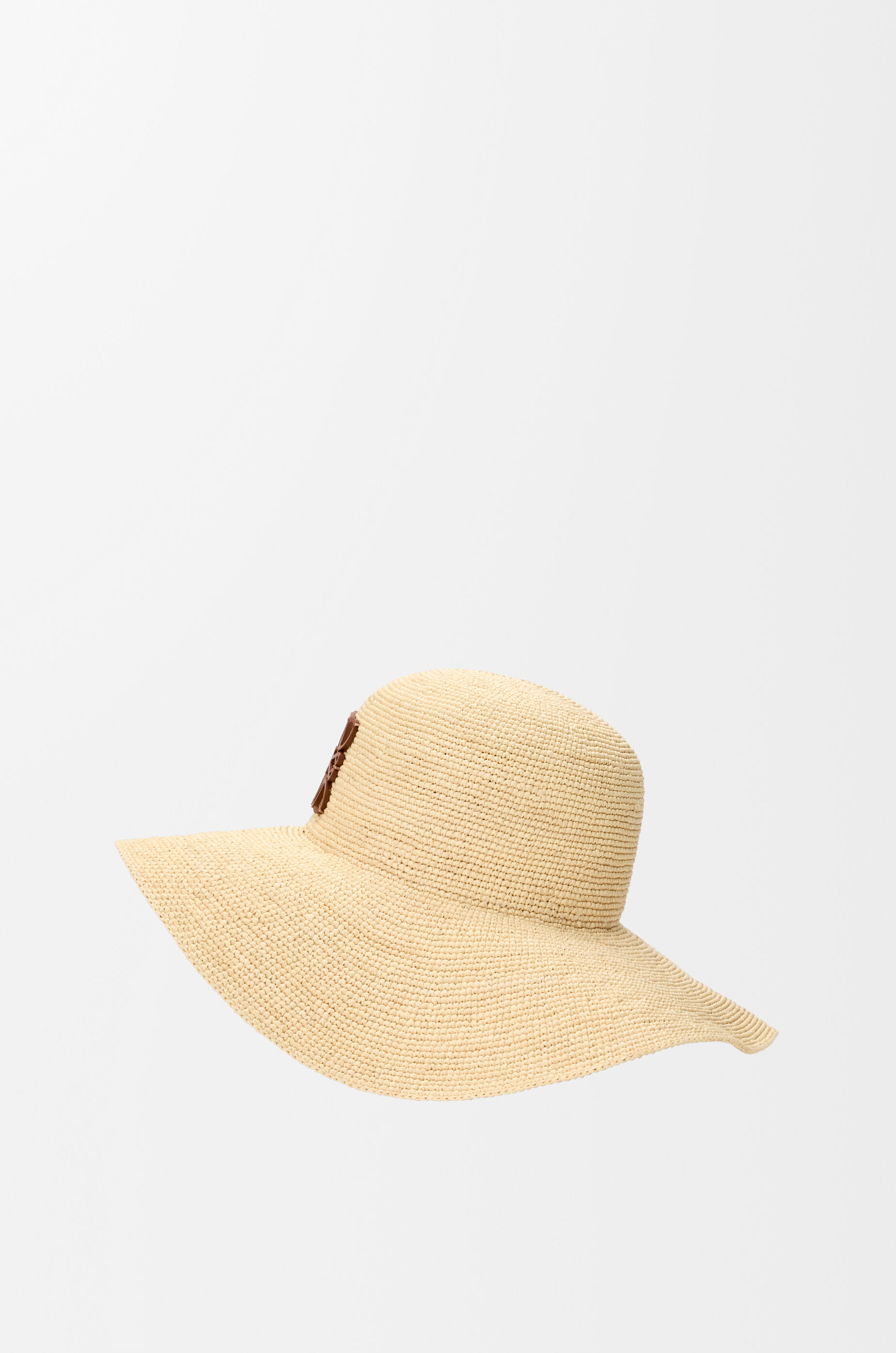 LOEWE Sun hat in raffia and calfskin Natural