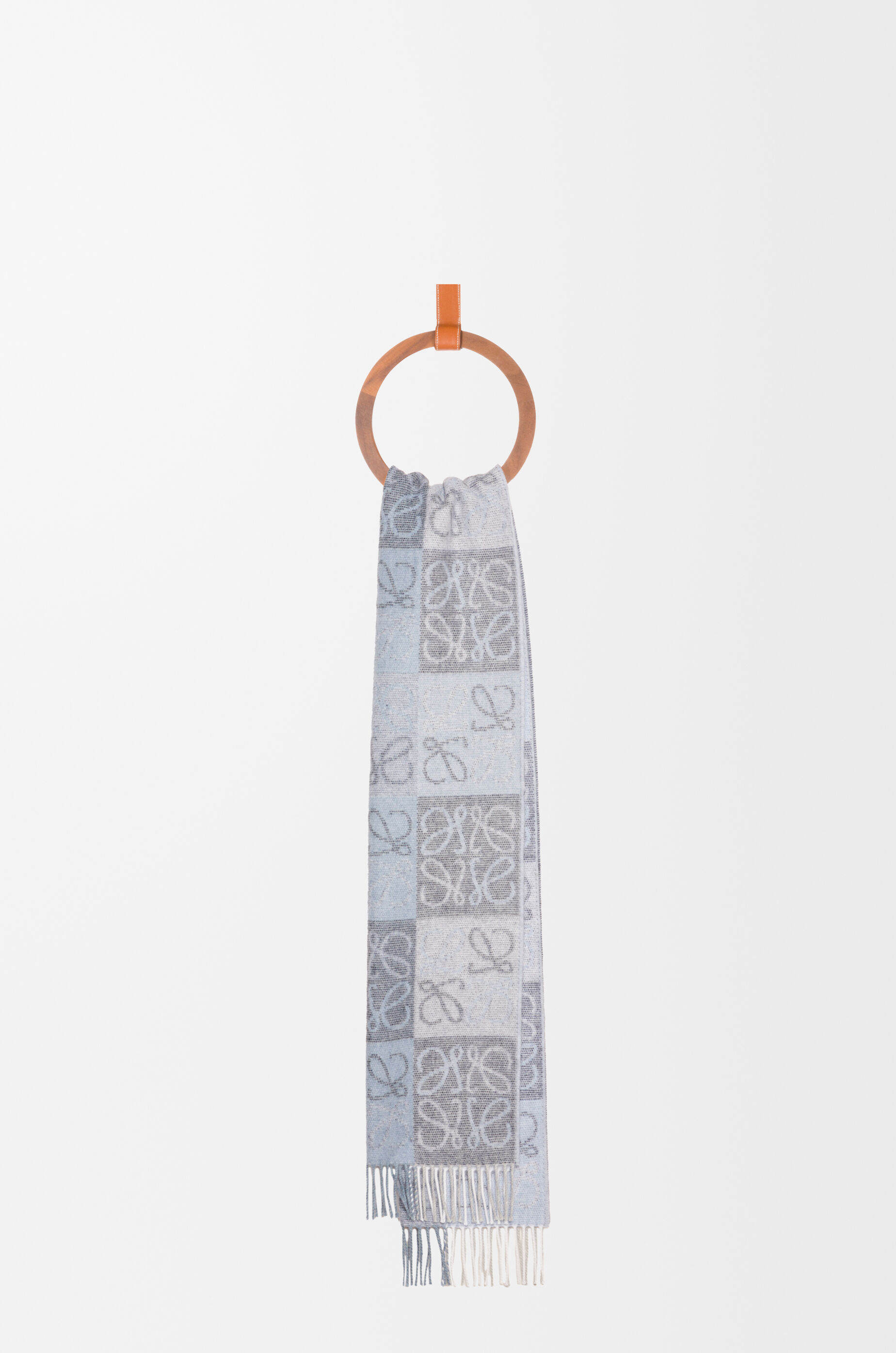 LOEWE Scarf in wool and cashmere Blue/White