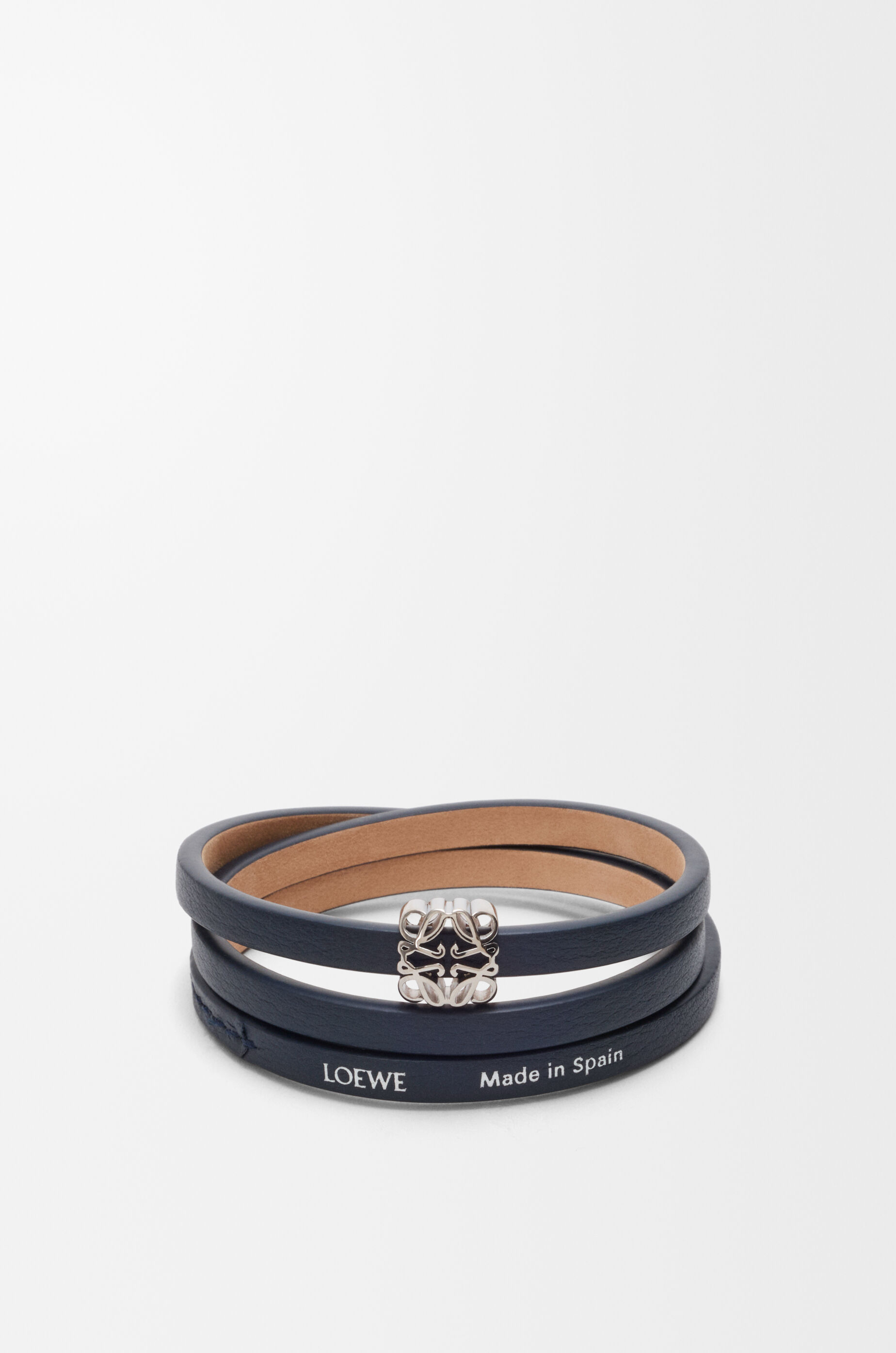 LOEWE Anagram Bombé twist bracelet in calfskin Deep Navy