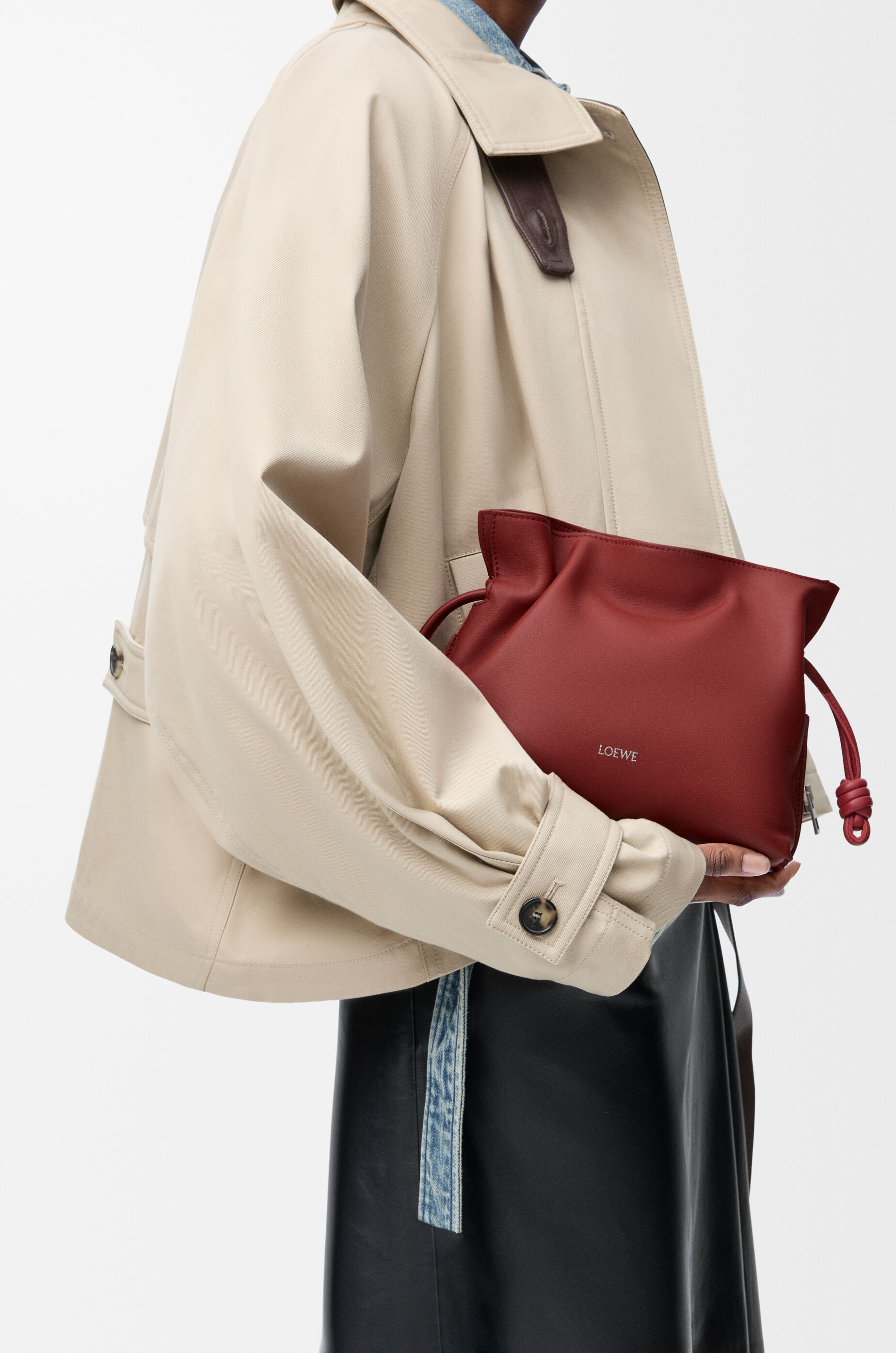 LOEWE Mini Flamenco clutch in nappa calfskin Burnt Red