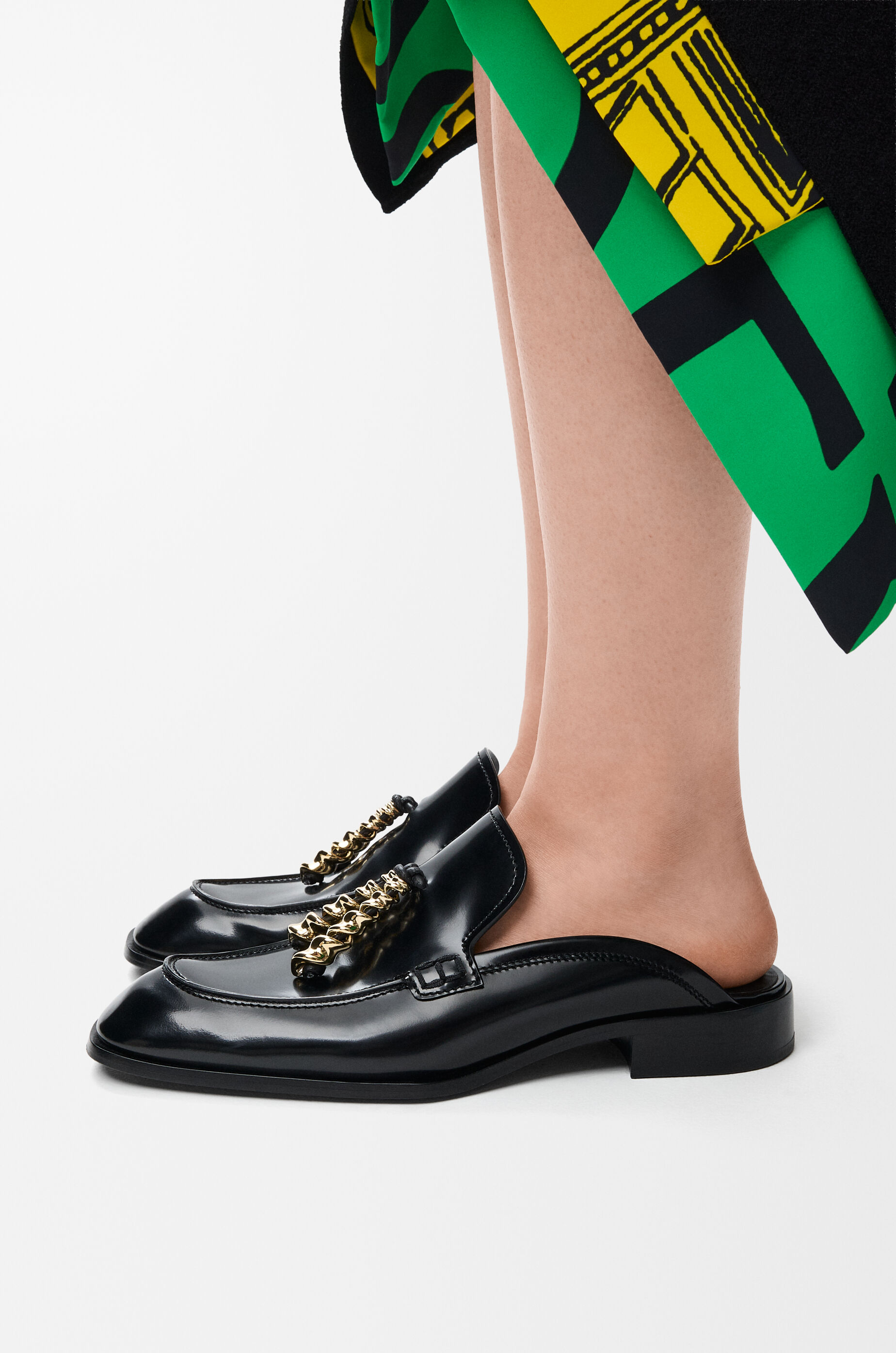 LOEWE Edge loafer mule in brushed calfskin Black