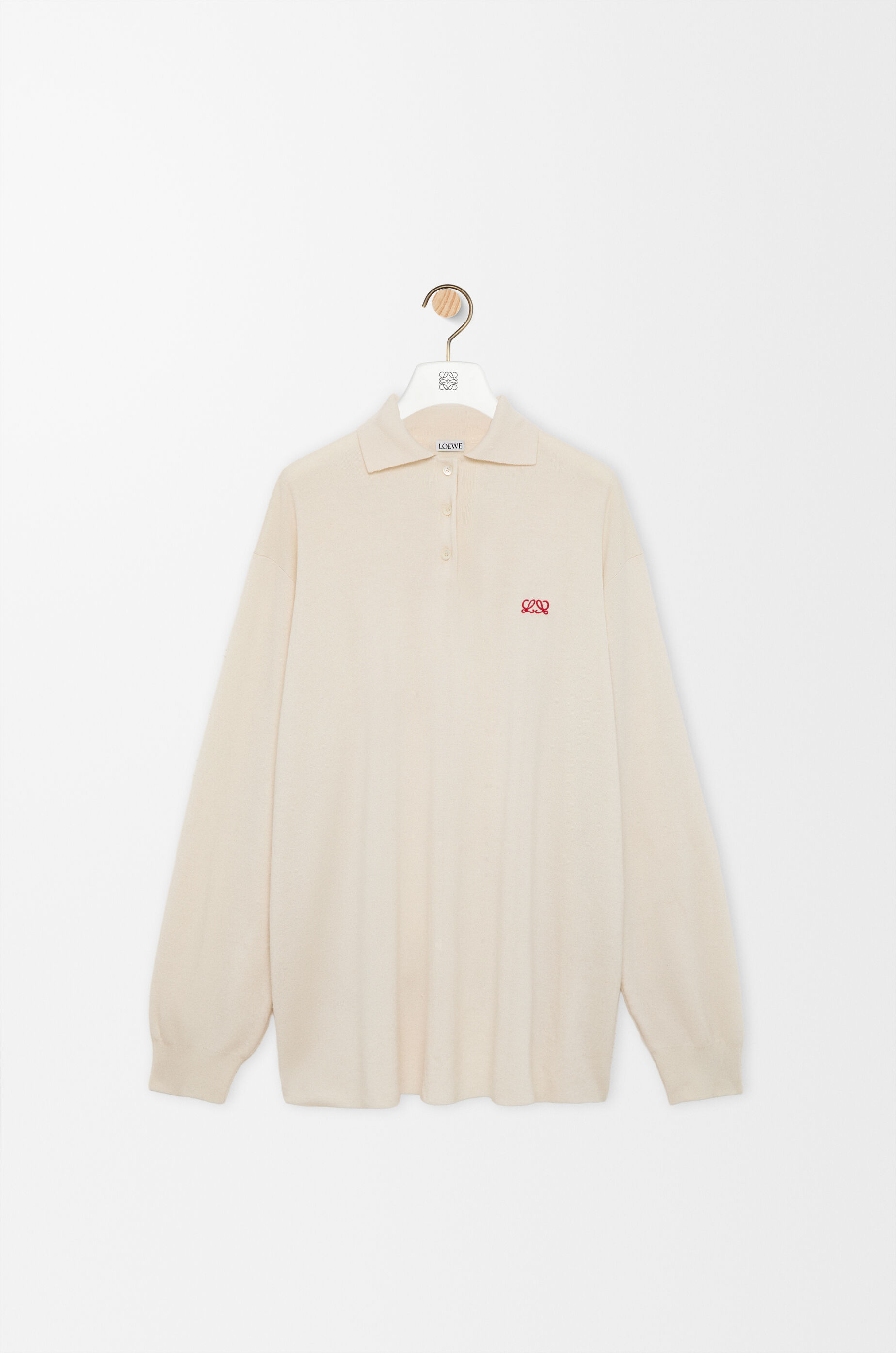 LOEWE Polo sweater in cashmere and silk blend White
