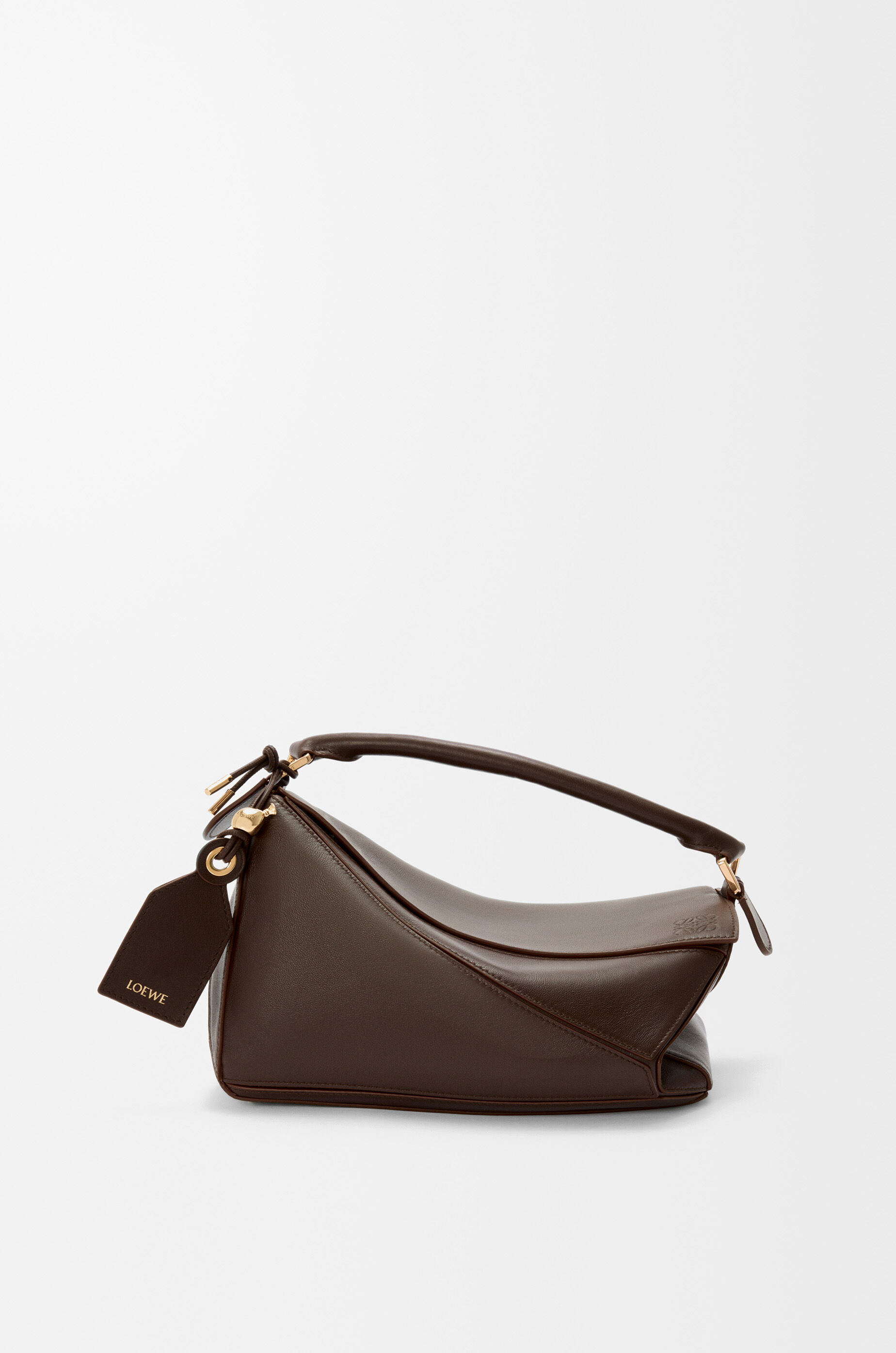 LOEWE Small Featherlight Puzzle bag in nappa lambskin Dark Chestnut