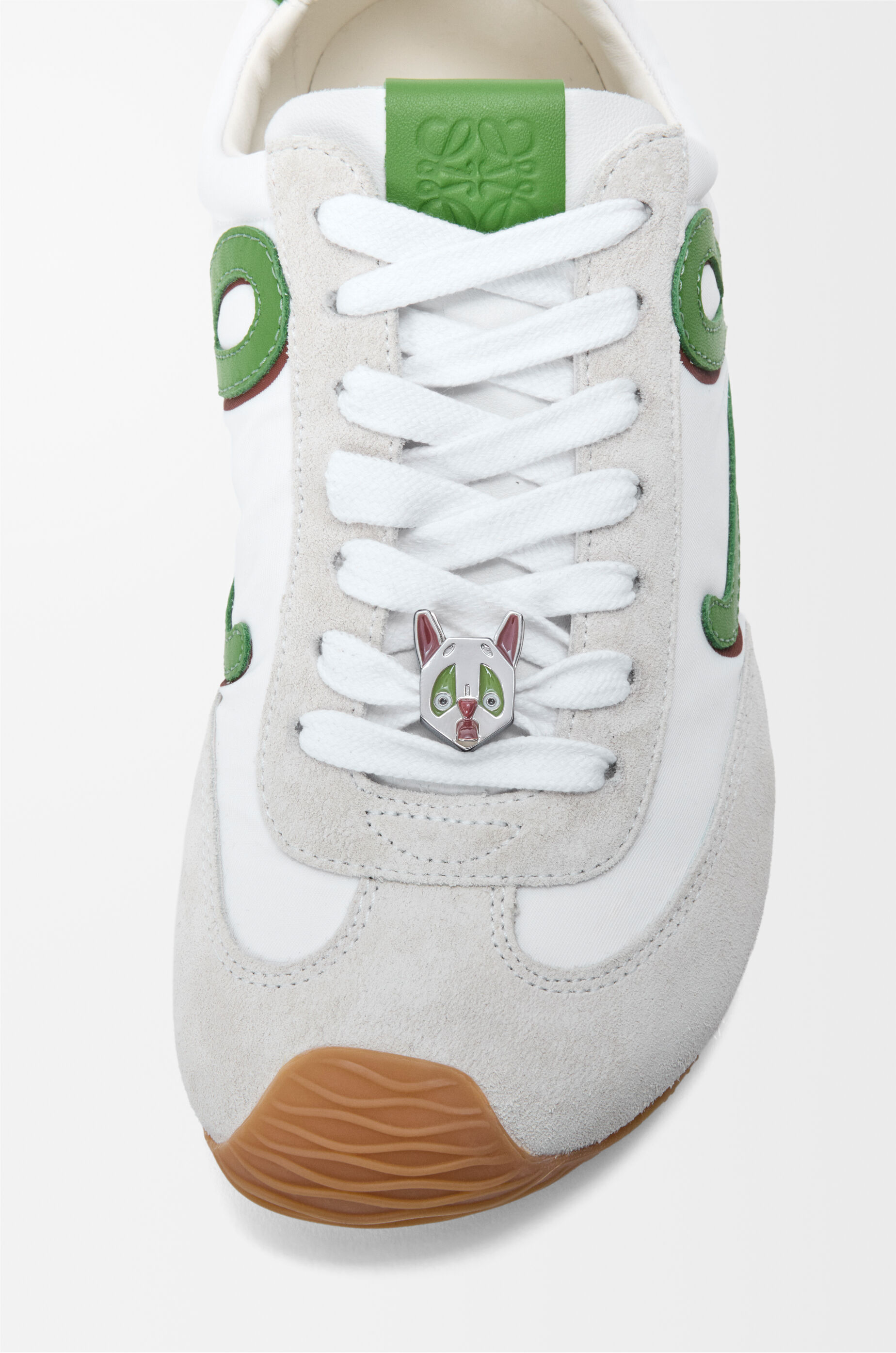 LOEWE Ballet Runner 2.0 in nylon and calfskin White/Grass Green/Dark Orang