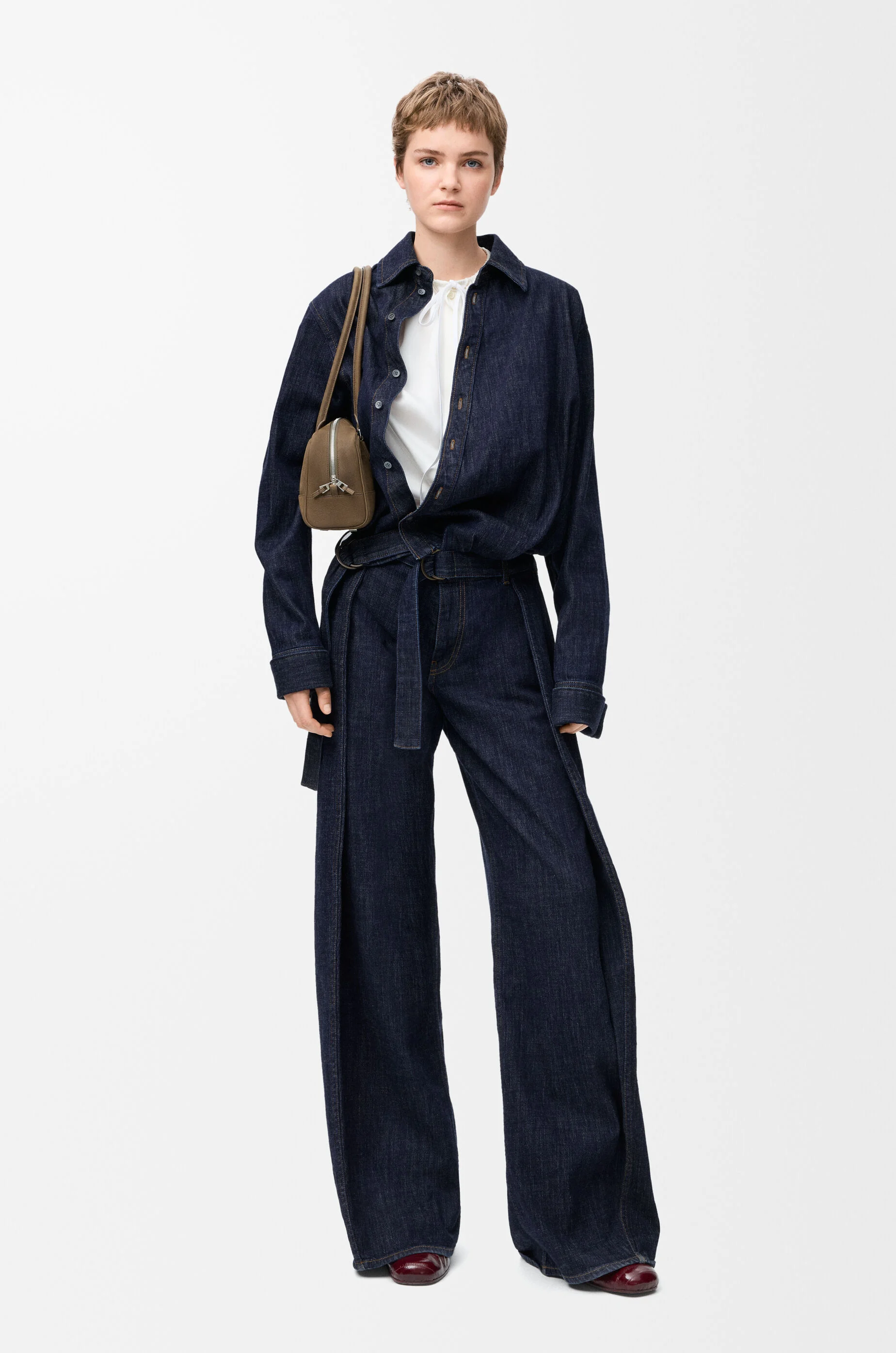 LOEWE Belted jeans in denim Indigo Blue