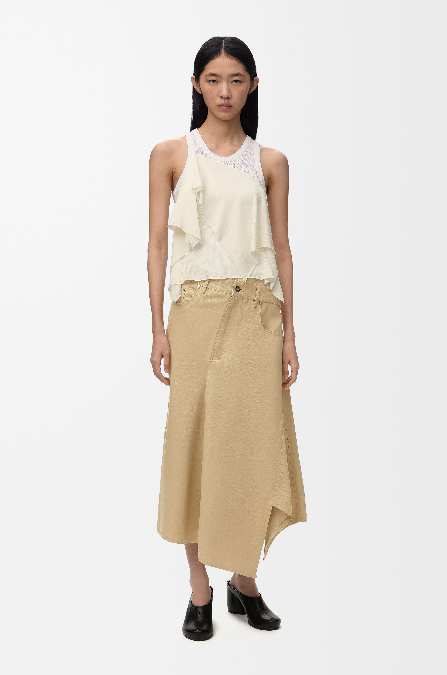 LOEWE Asymmetric skirt in cotton Beige