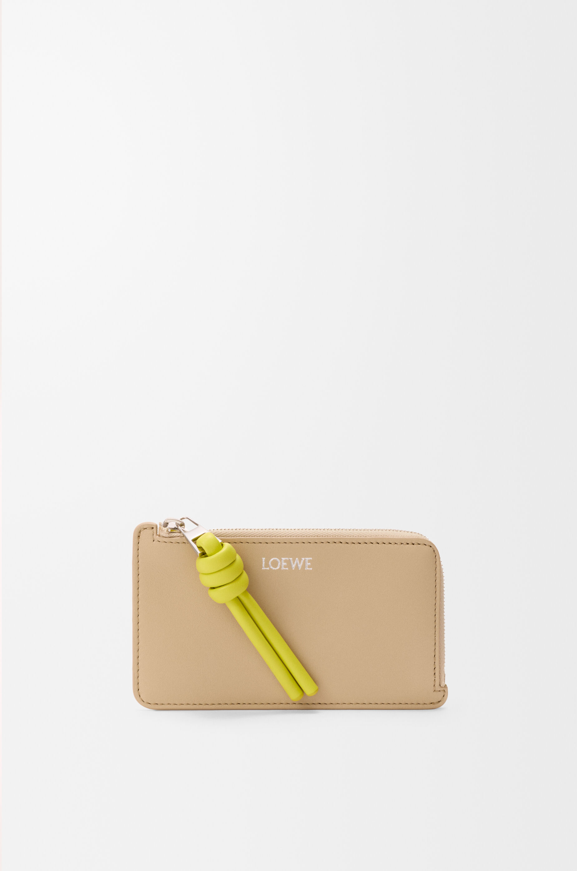 LOEWE Knot coin cardholder in shiny nappa calfskin Beige/Lemon