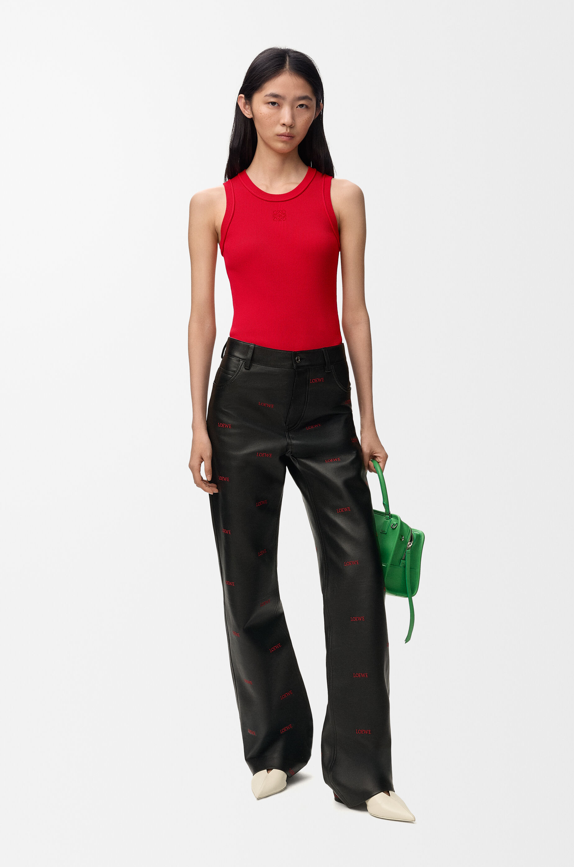 LOEWE Anagram tank top in stretch viscose Red