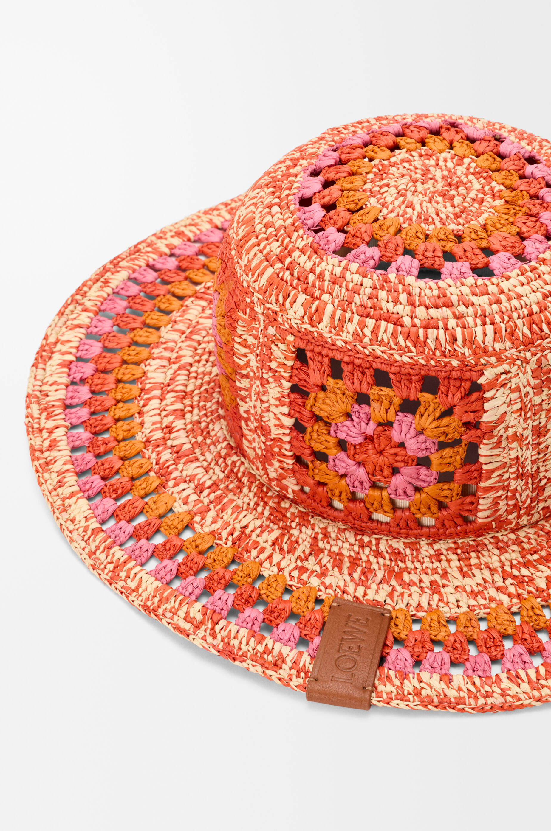 LOEWE Fisherman hat in raffia Bright Orange/Pink