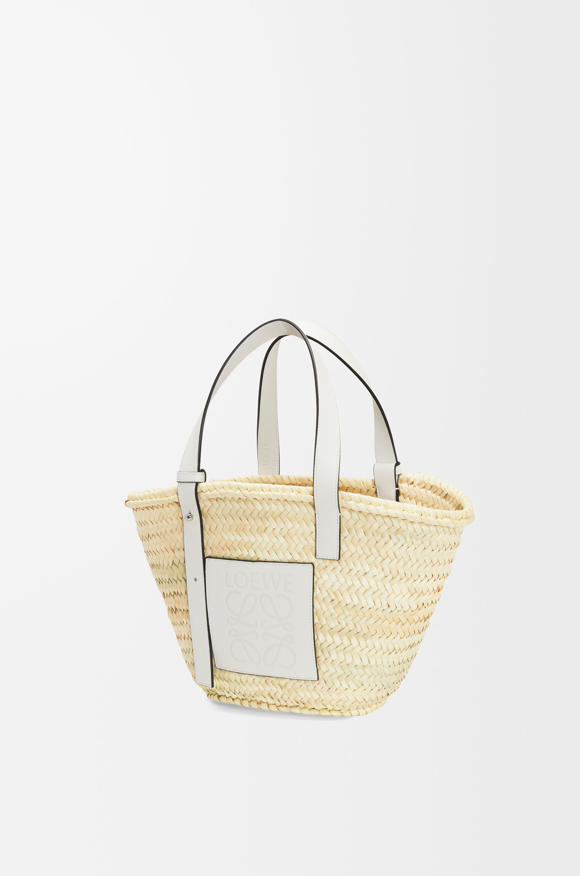 LOEWE Basket bag in palm leaf and calfskin Natural/White