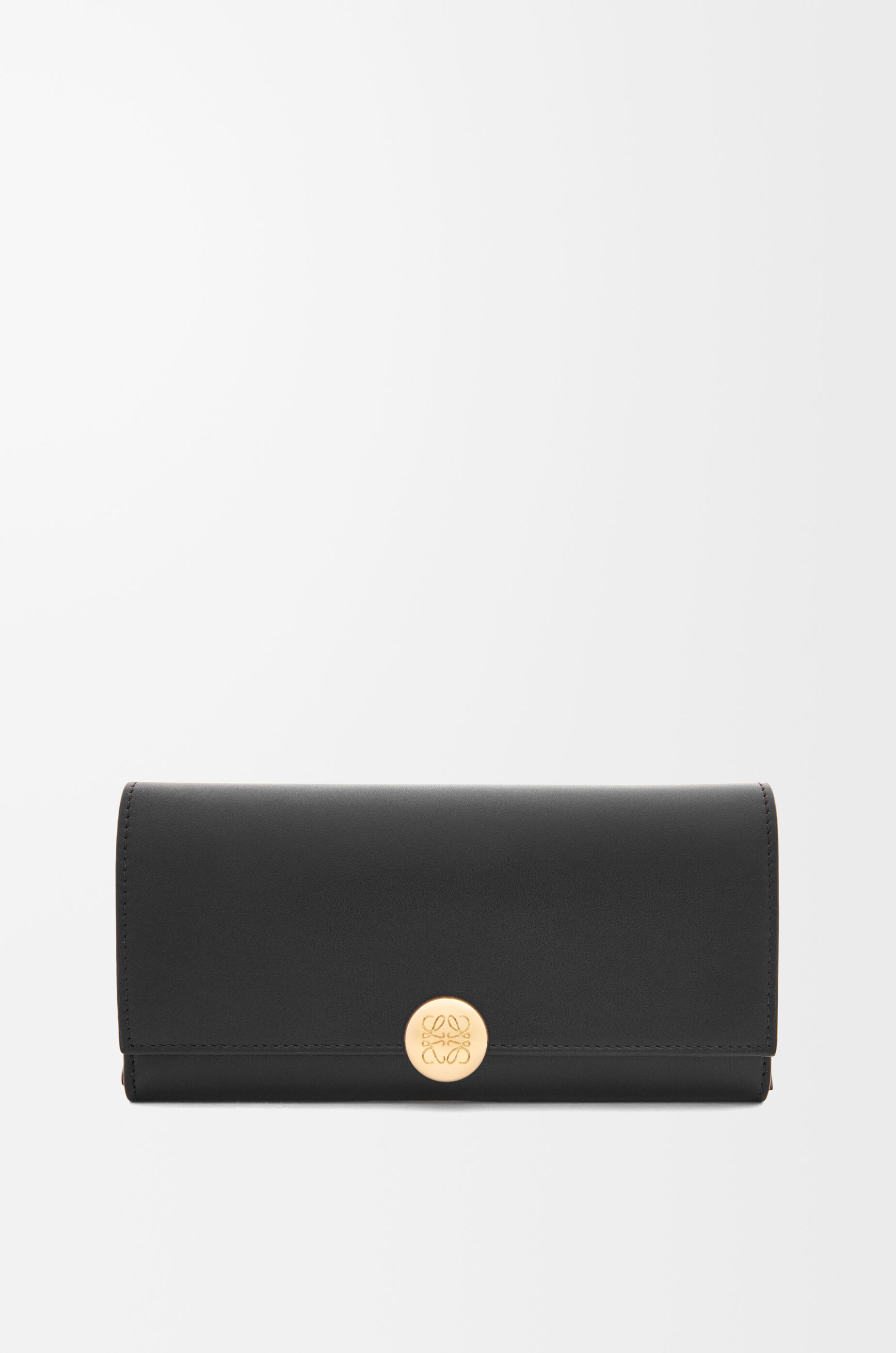 LOEWE Pebble continental wallet in shiny nappa calfskin Black