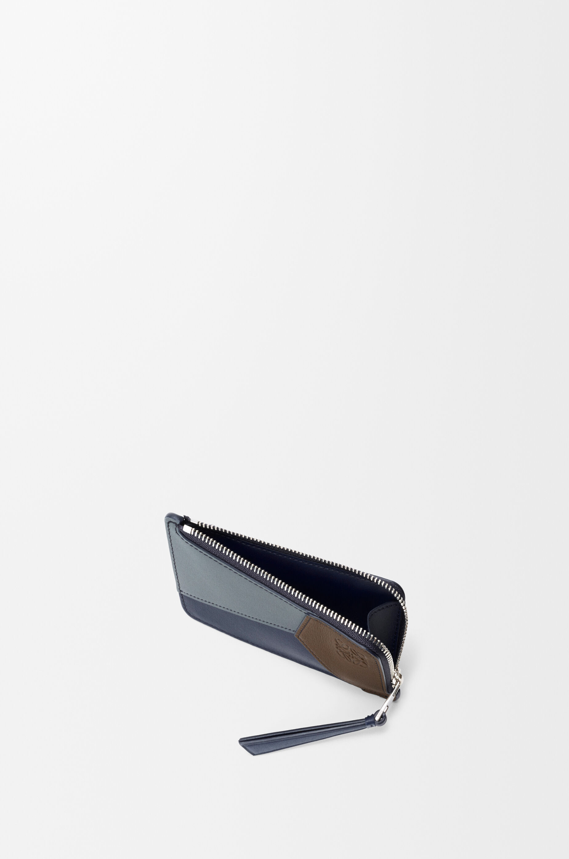 LOEWE Puzzle coin cardholder in classic calfskin Blue Grey/Navy