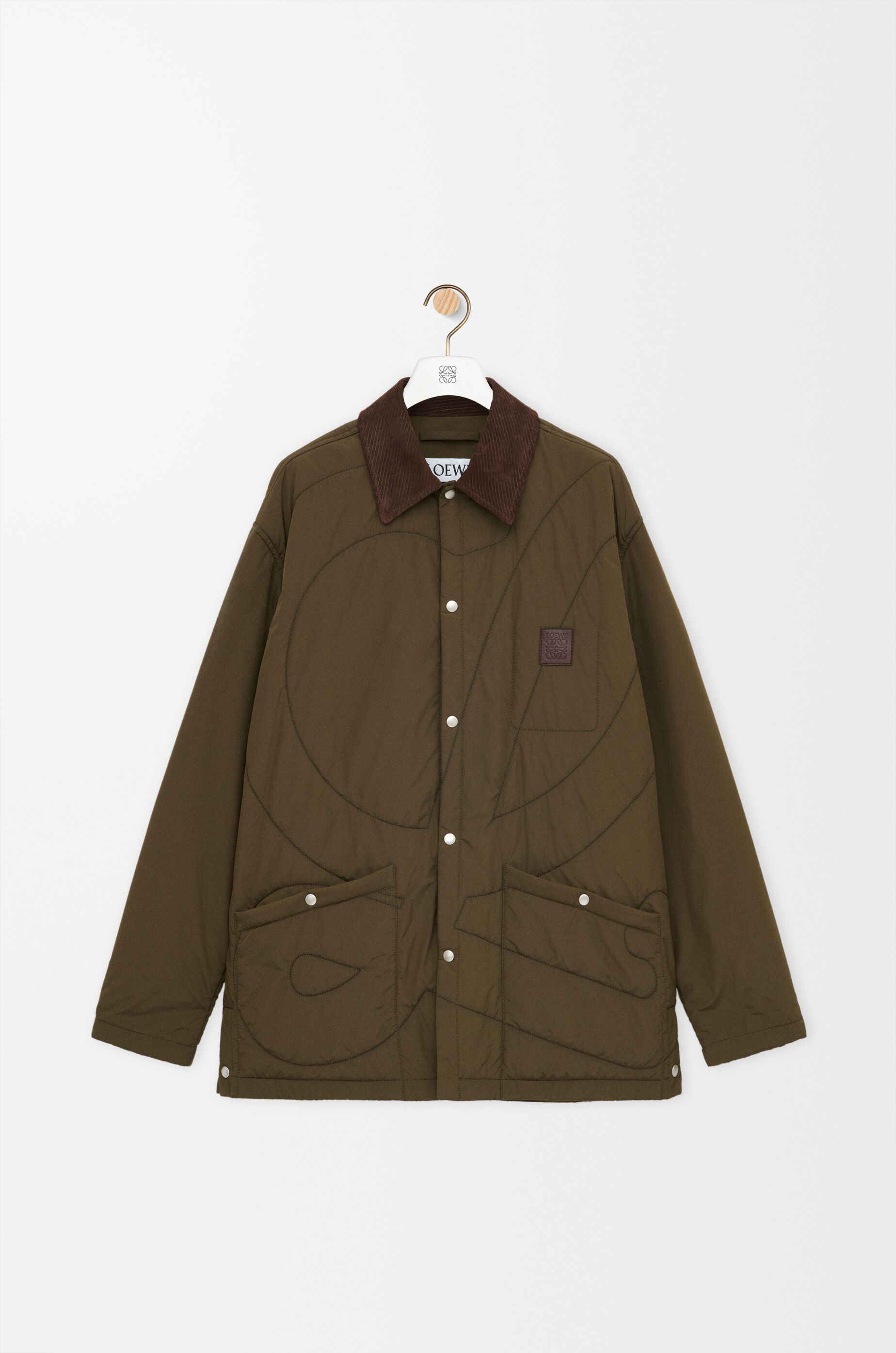 LOEWE Padded overshirt in technical shell Khaki Green