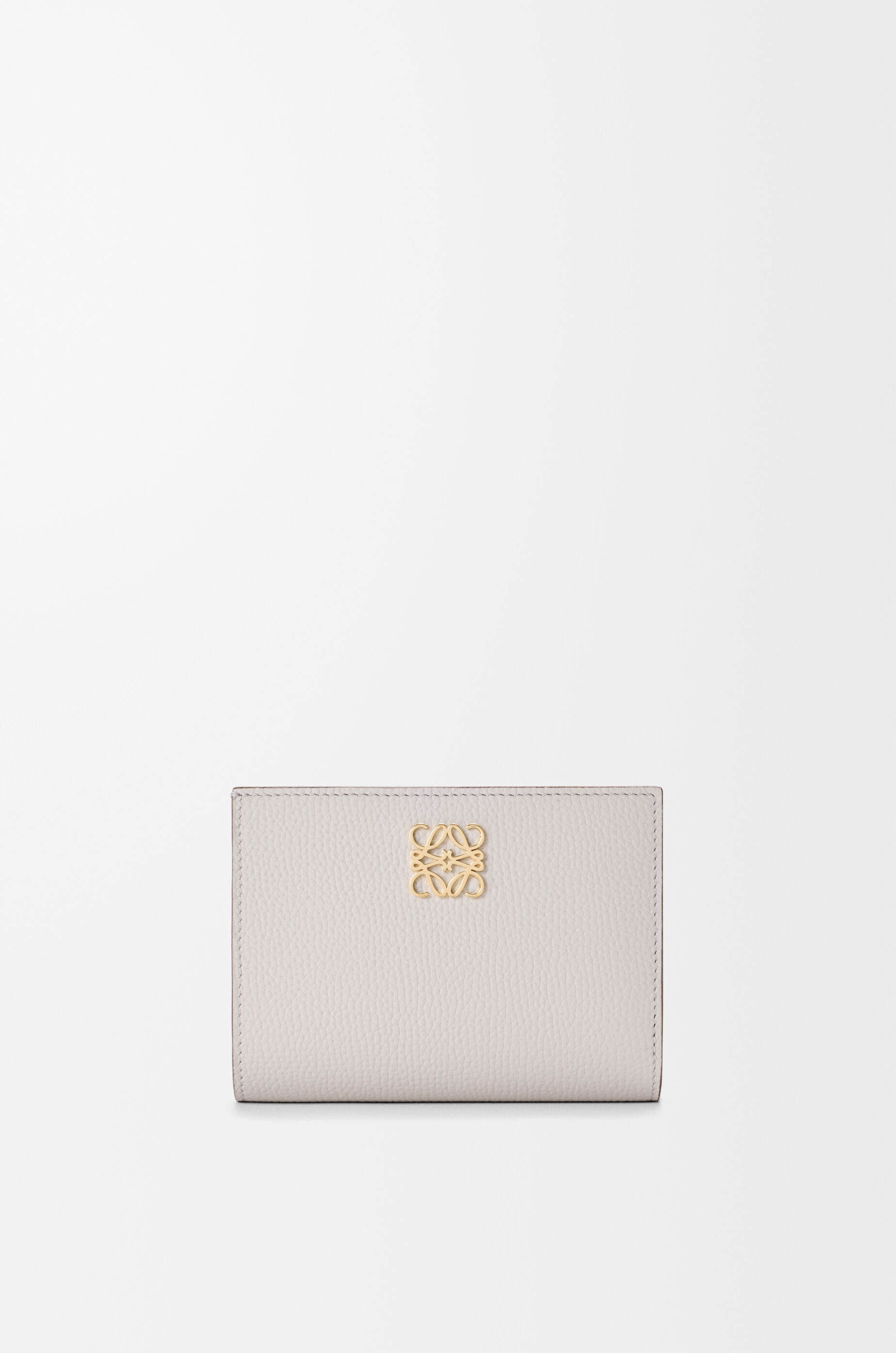 LOEWE Anagram compact wallet in pebble grained calfskin Light Ghost Grey