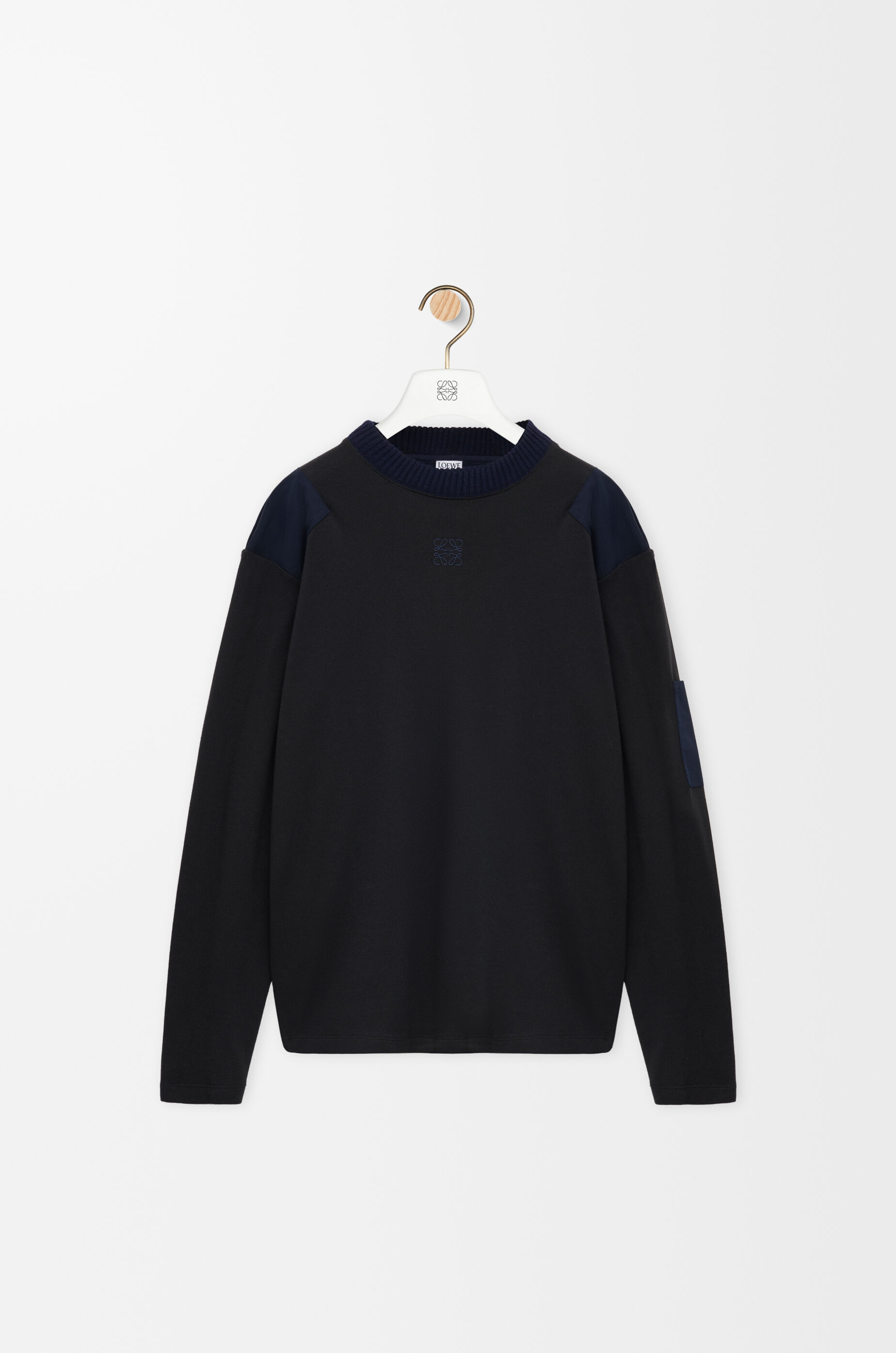 LOEWE Long sleeve top in cotton blend Anthracite/Dark Navy