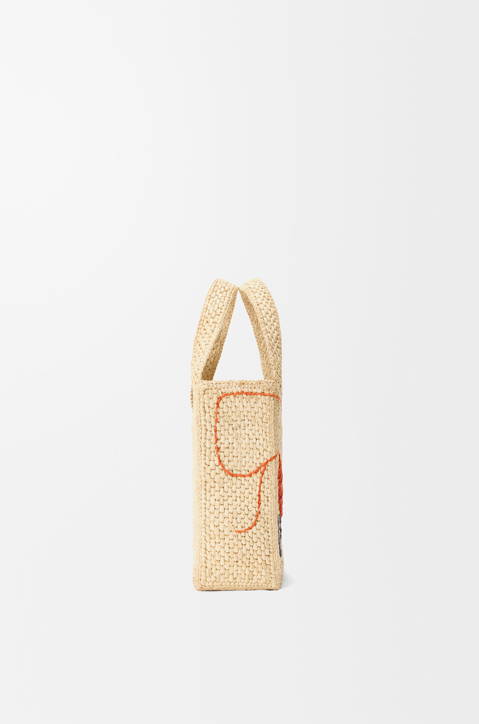 LOEWE Mini LOEWE Font tote in raffia Natural/Orange