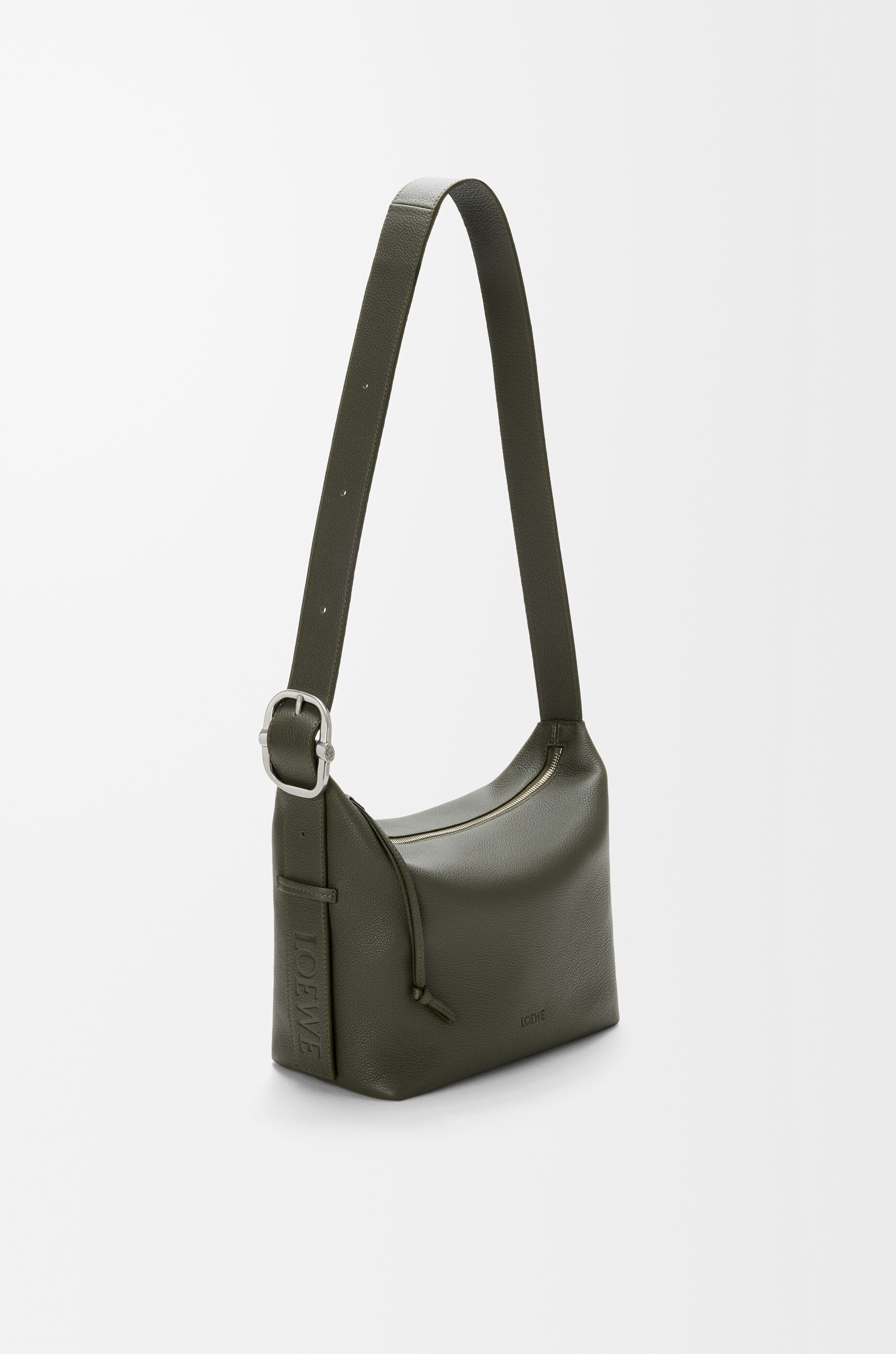 LOEWE Medium Loop hobo in supple grained calfskin Dark Khaki