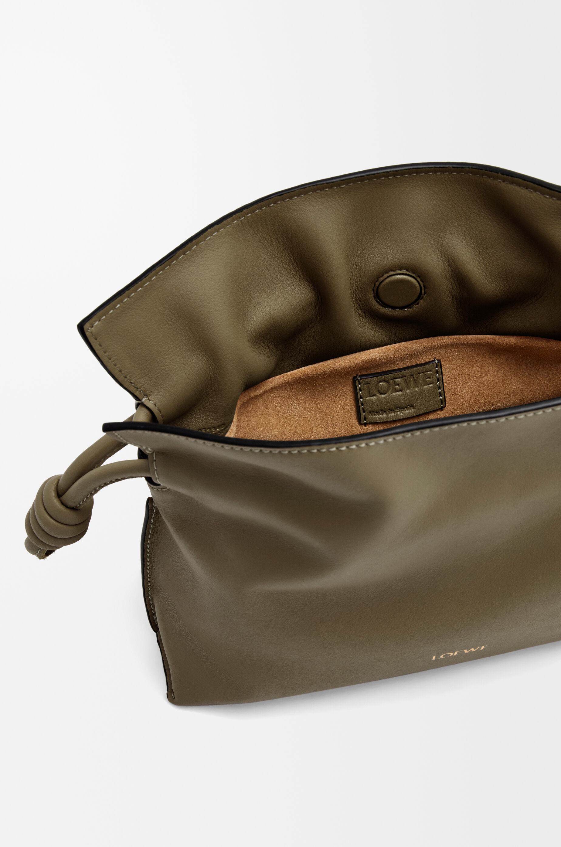 LOEWE Mini Flamenco clutch in nappa calfskin Dark Khaki