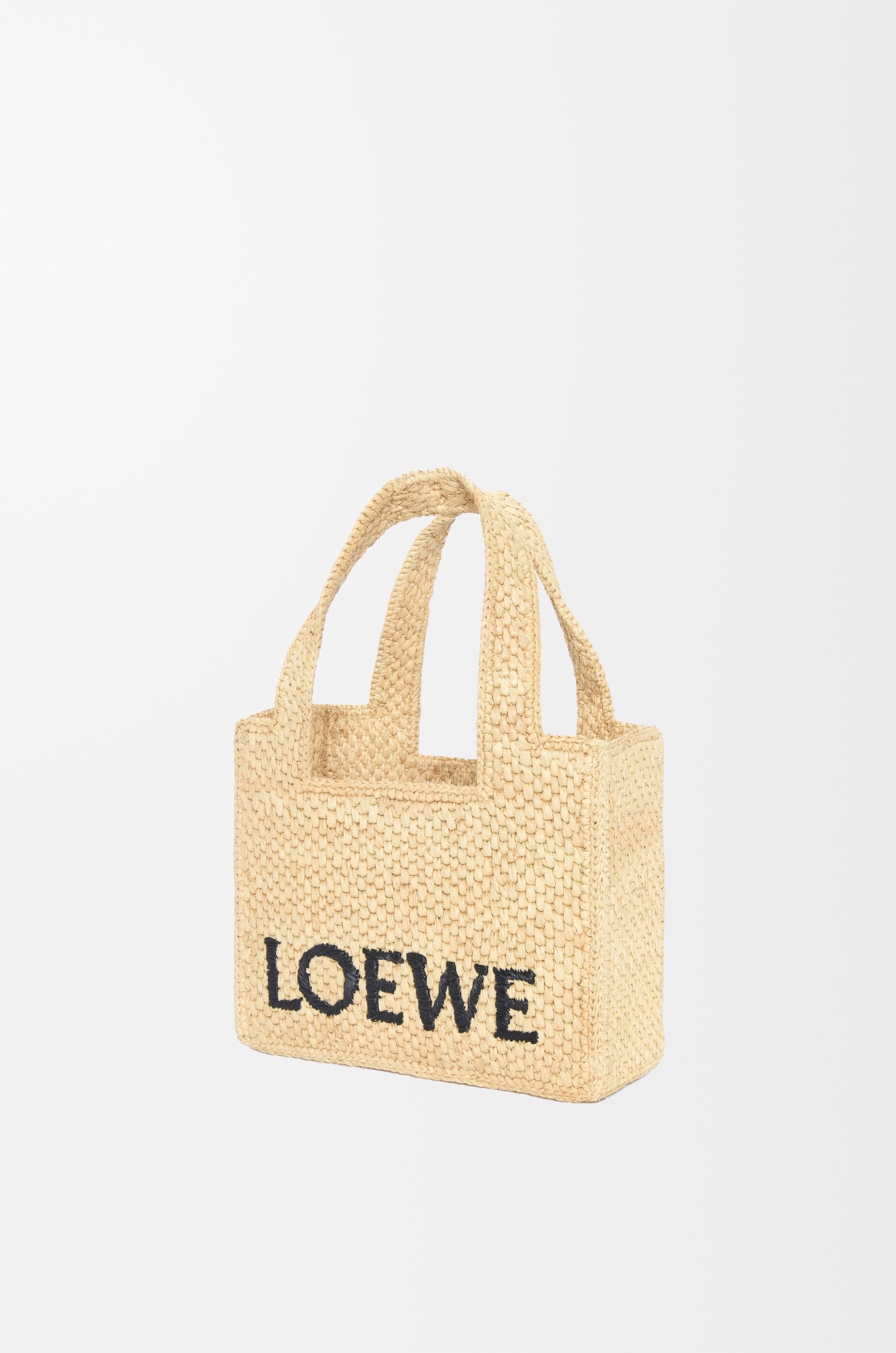 LOEWE Mini LOEWE Font tote in raffia Natural
