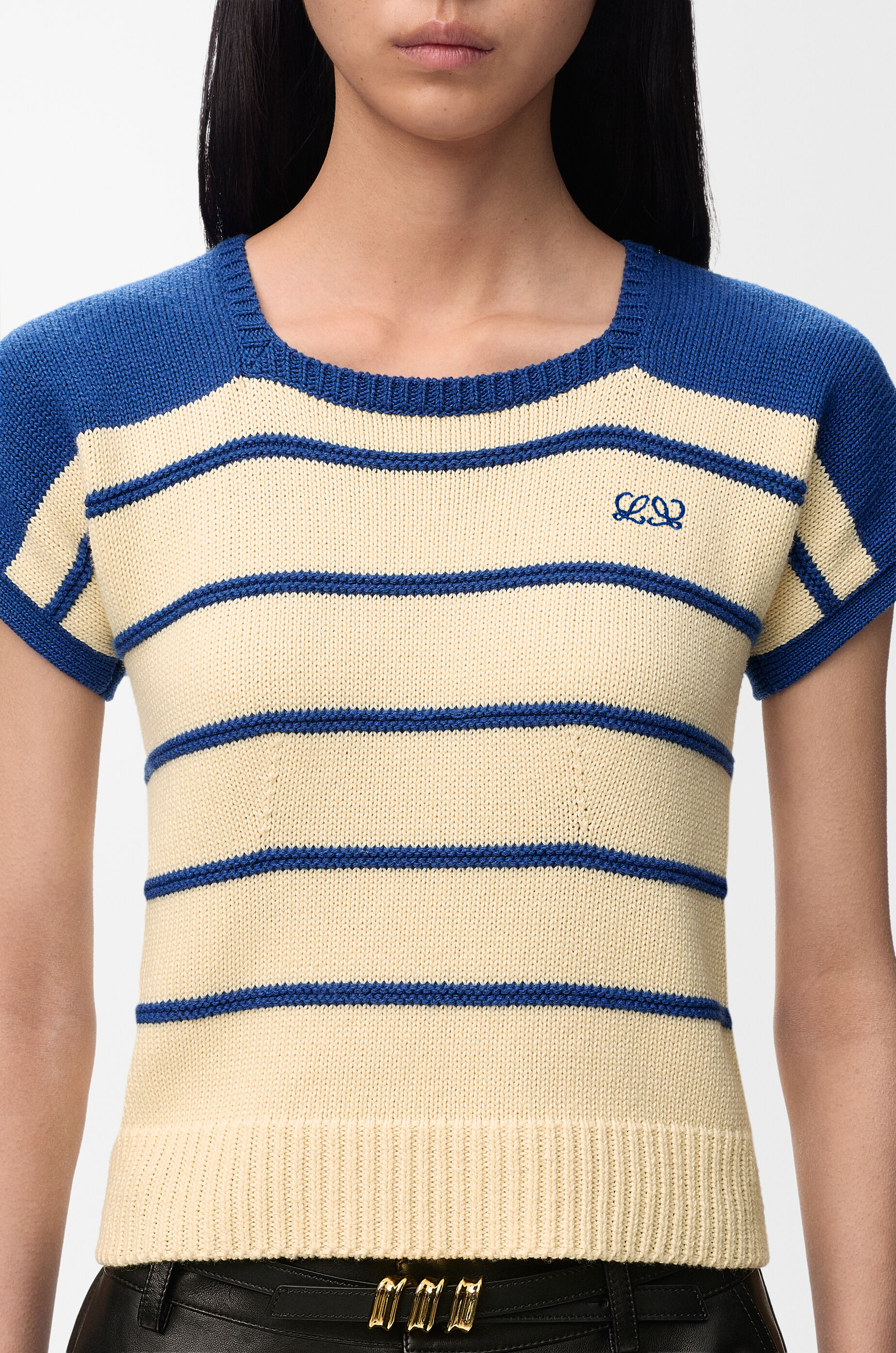 LOEWE Sleeveless sweater in cotton and wool Yellow/Blue