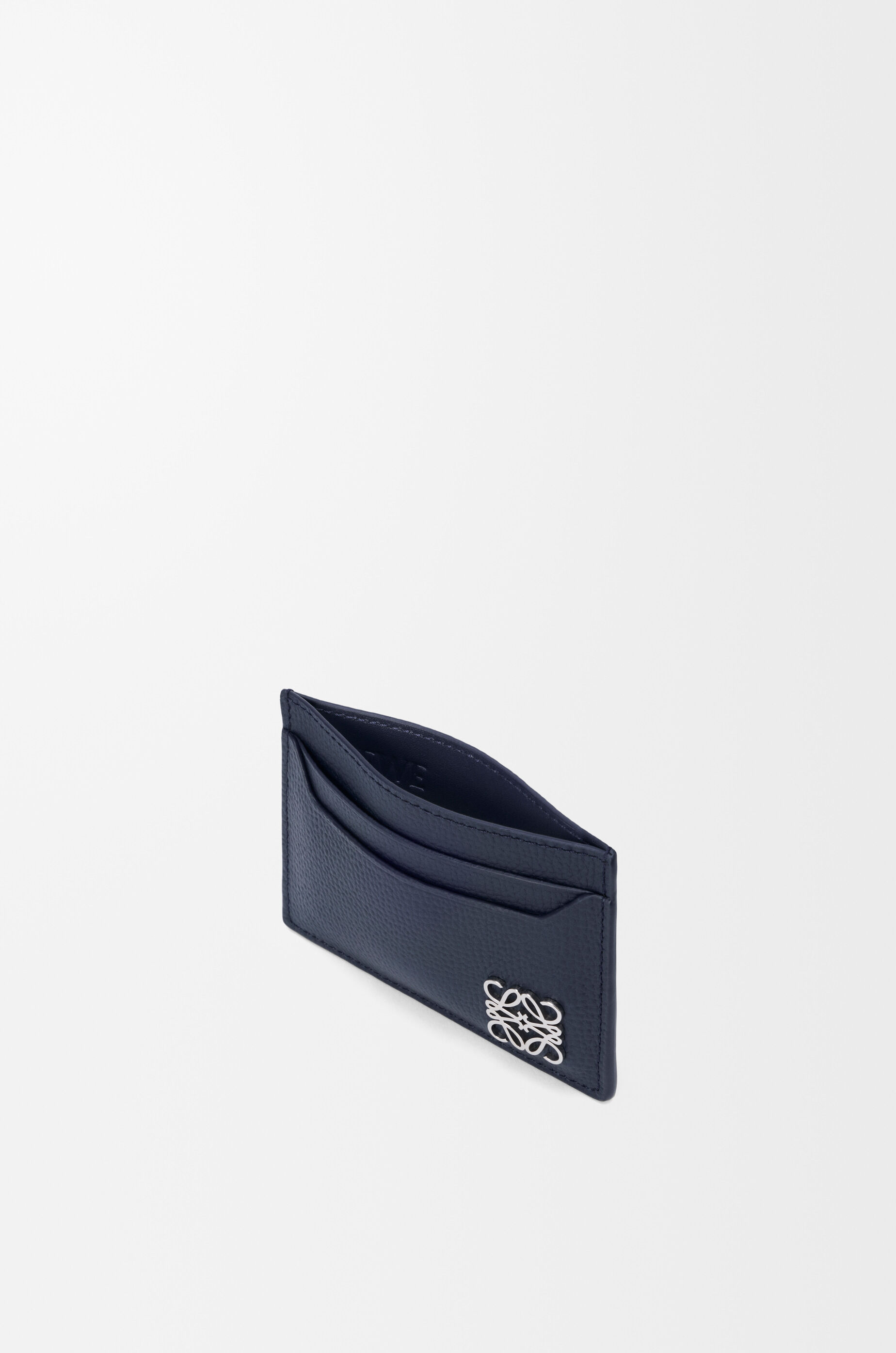 LOEWE Anagram plain cardholder in pebble grained calfskin Deep Navy