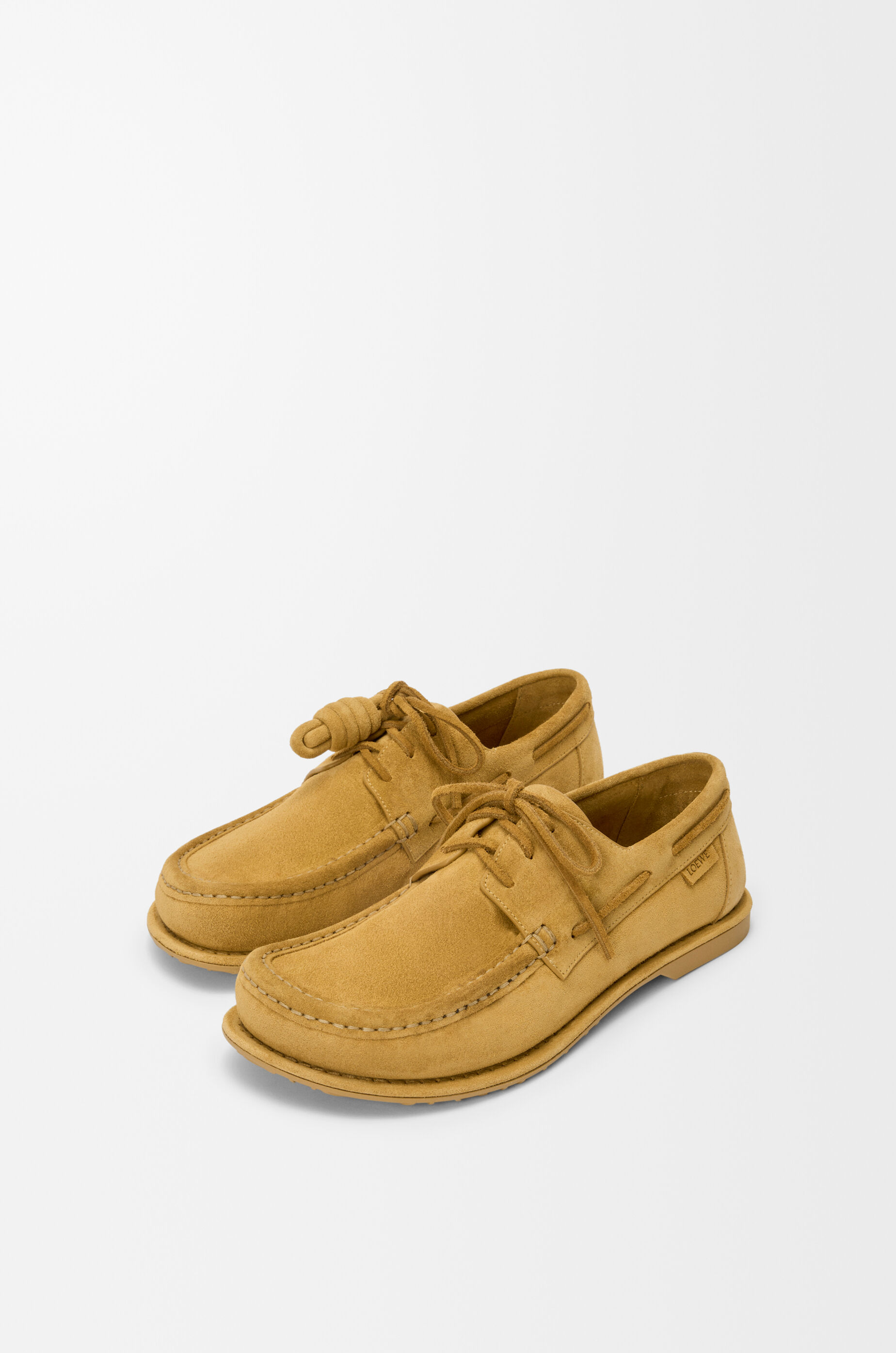 LOEWE Campo boat shoe in calfskin suede Medium Tabacco
