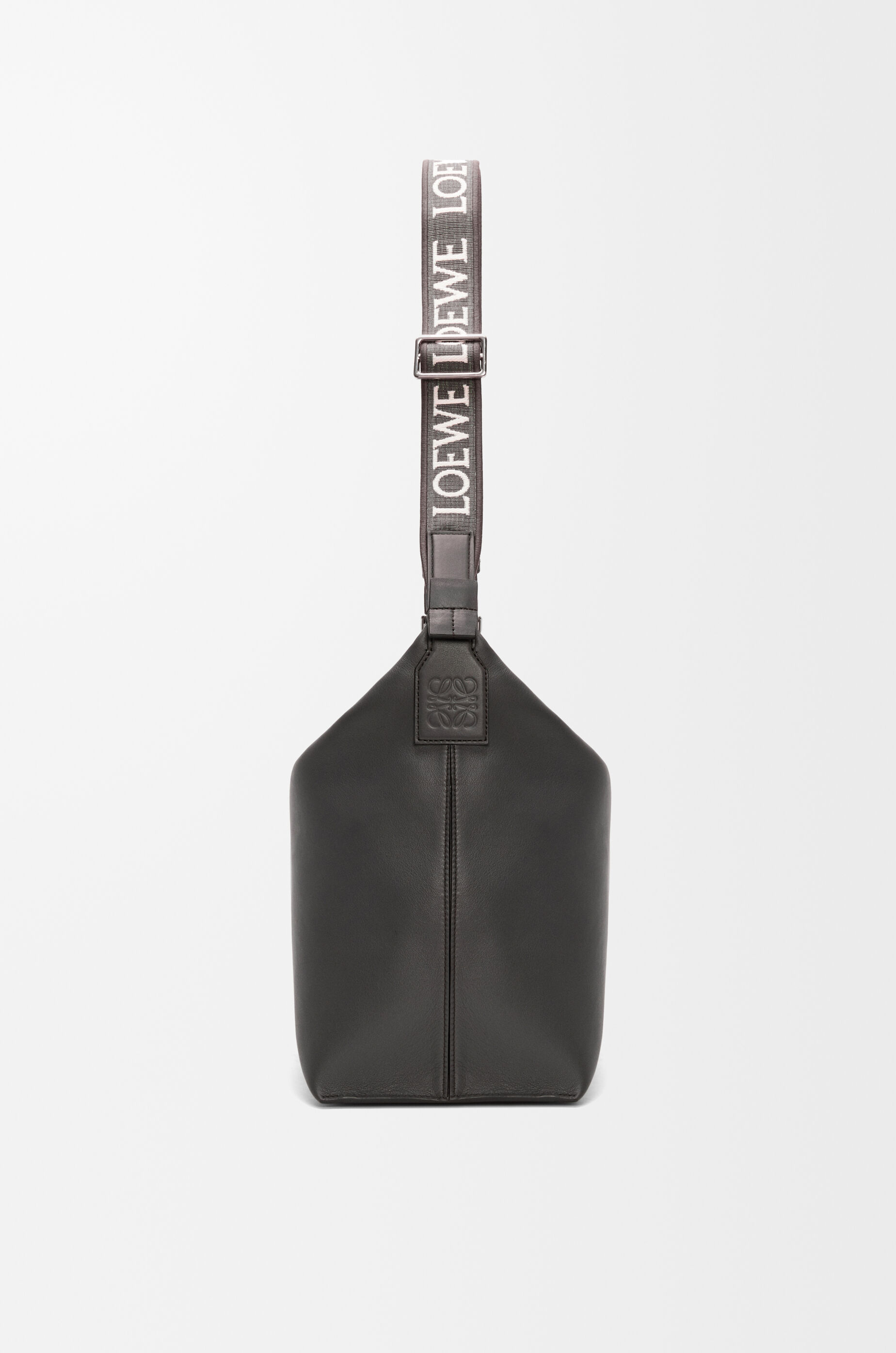 LOEWE Cubi crossbody bag in supple smooth calfskin and jacquard Dark Grey