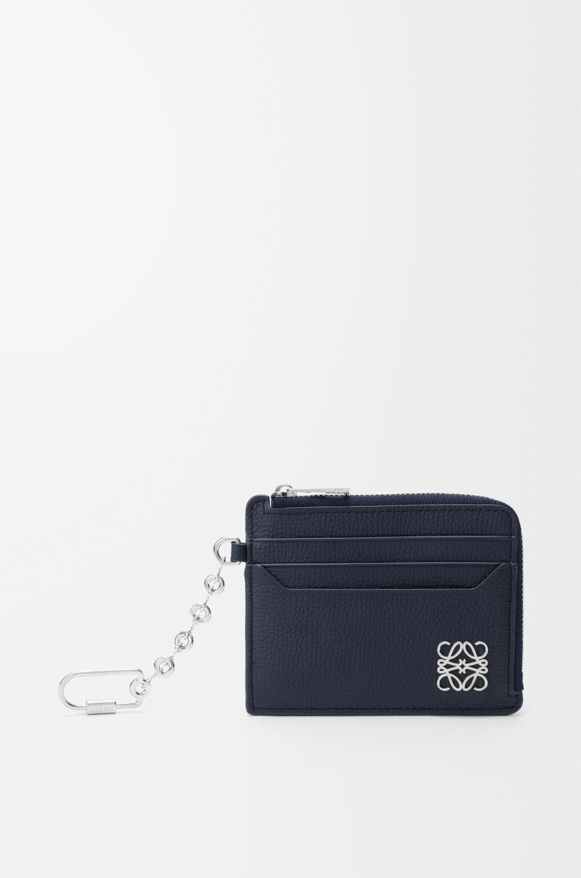 LOEWE Anagram square coin cardholder in pebble grained calfskin Deep Navy