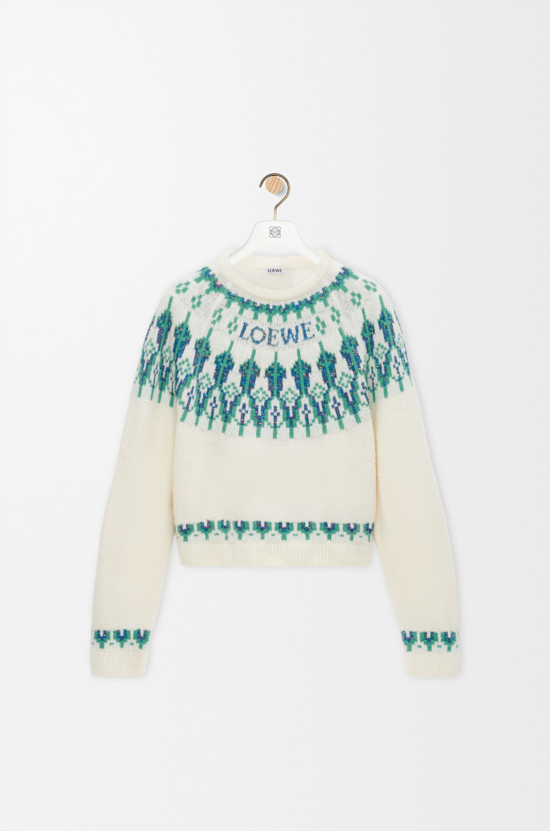 LOEWE Sweater in wool blend White/Mint