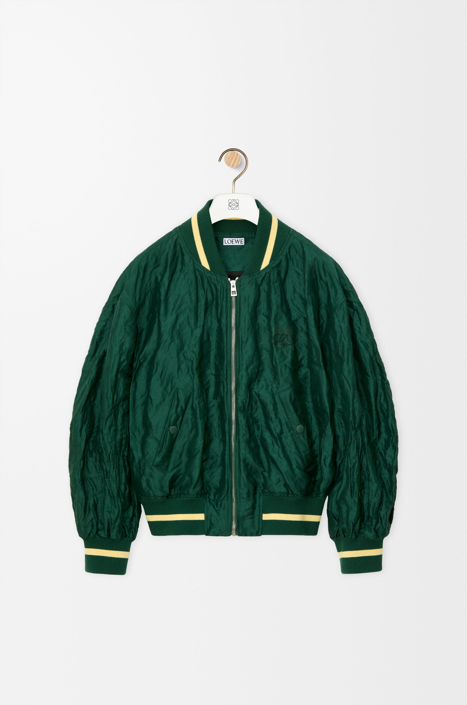 LOEWE Bomber jacket in technical fabric Dark Green