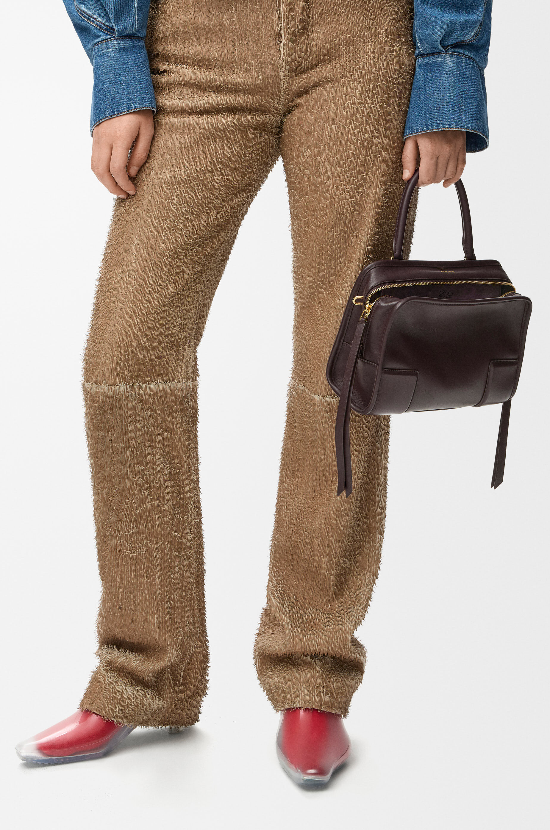 LOEWE Small Amazona 180 bag in soft calfskin Dark Chestnut