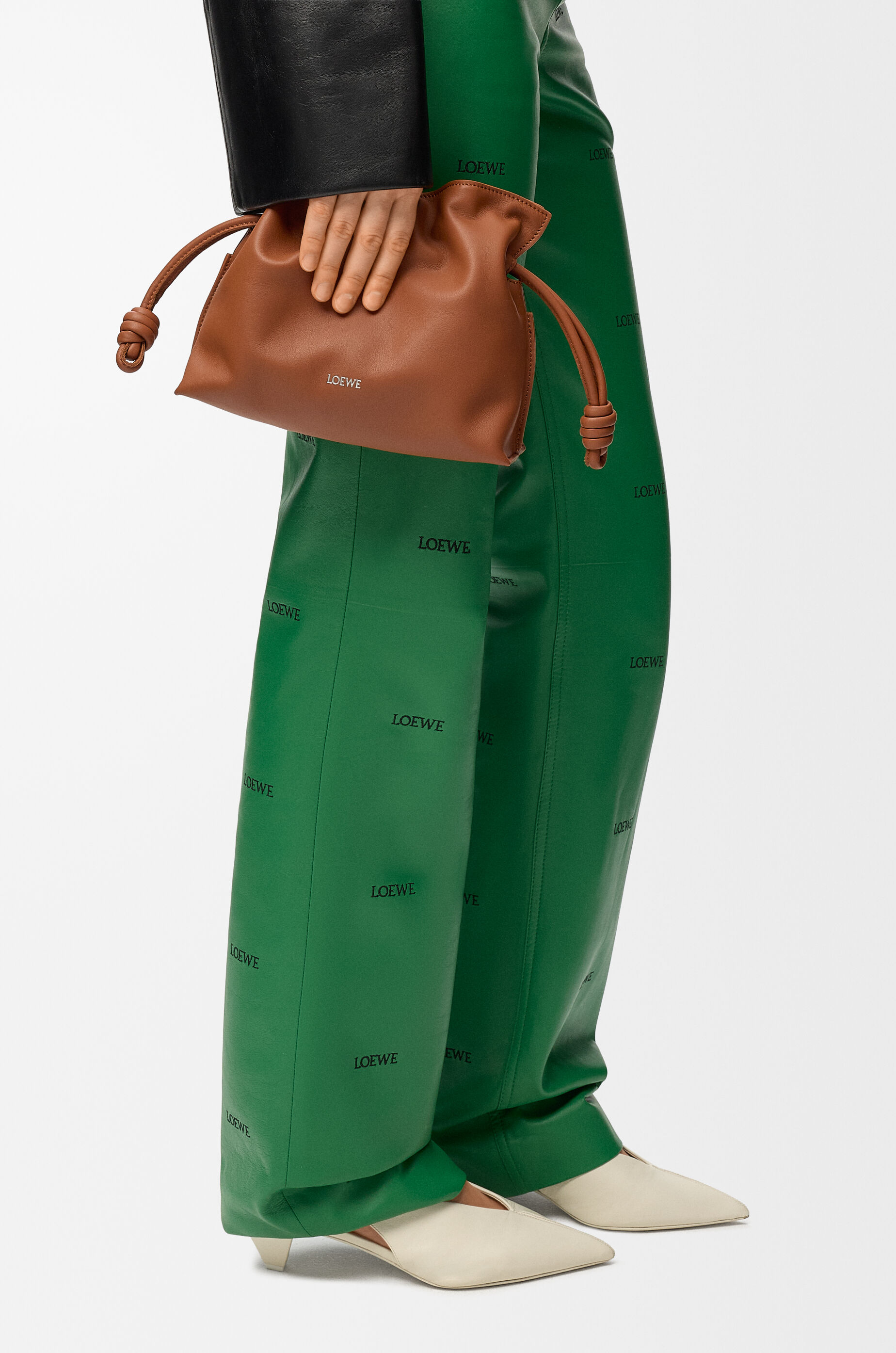 LOEWE Mini Flamenco clutch in nappa calfskin Squirrel