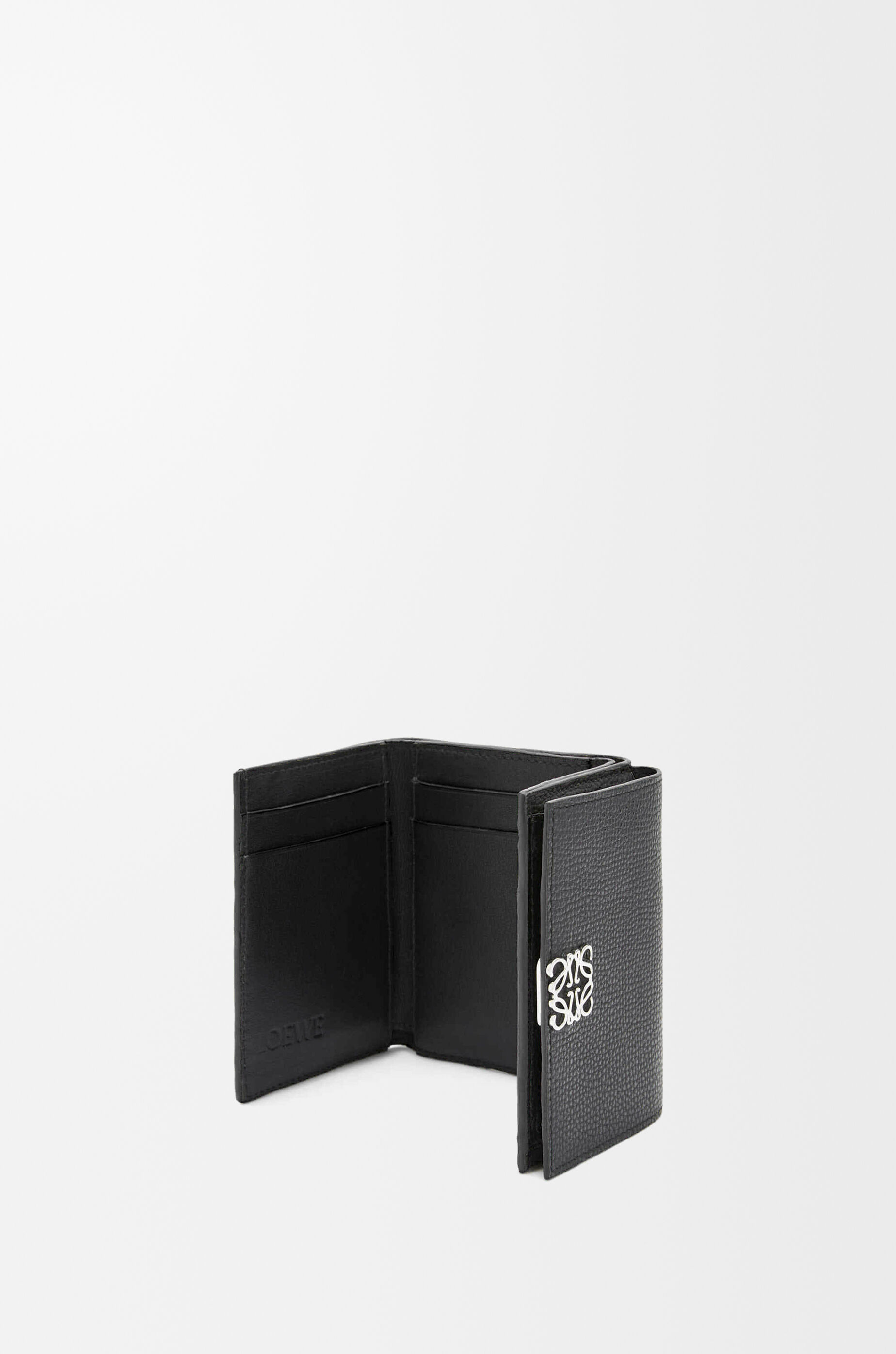 LOEWE Anagram trifold wallet in pebble grained calfskin Black