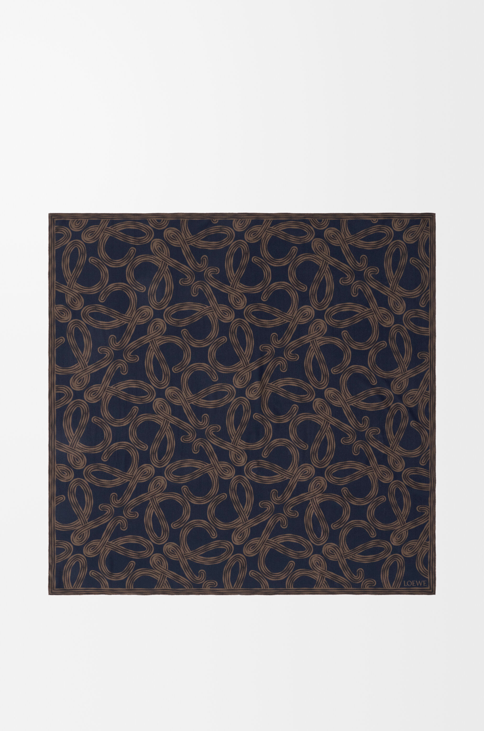 LOEWE Scarf in silk Navy/Brown