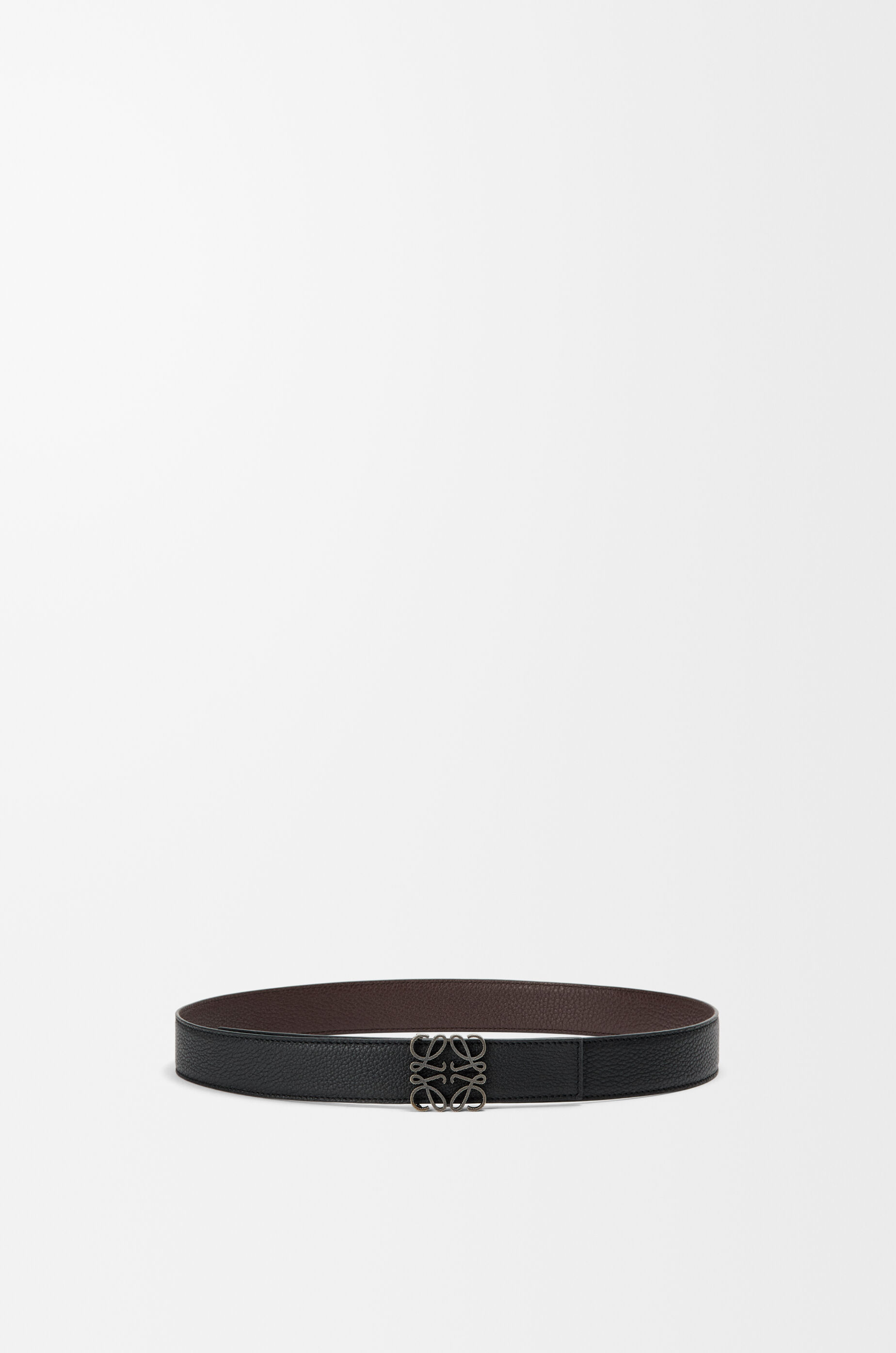 LOEWE Reversible Anagram belt in supple grained calfskin Black/Chocolate/Dark Pal