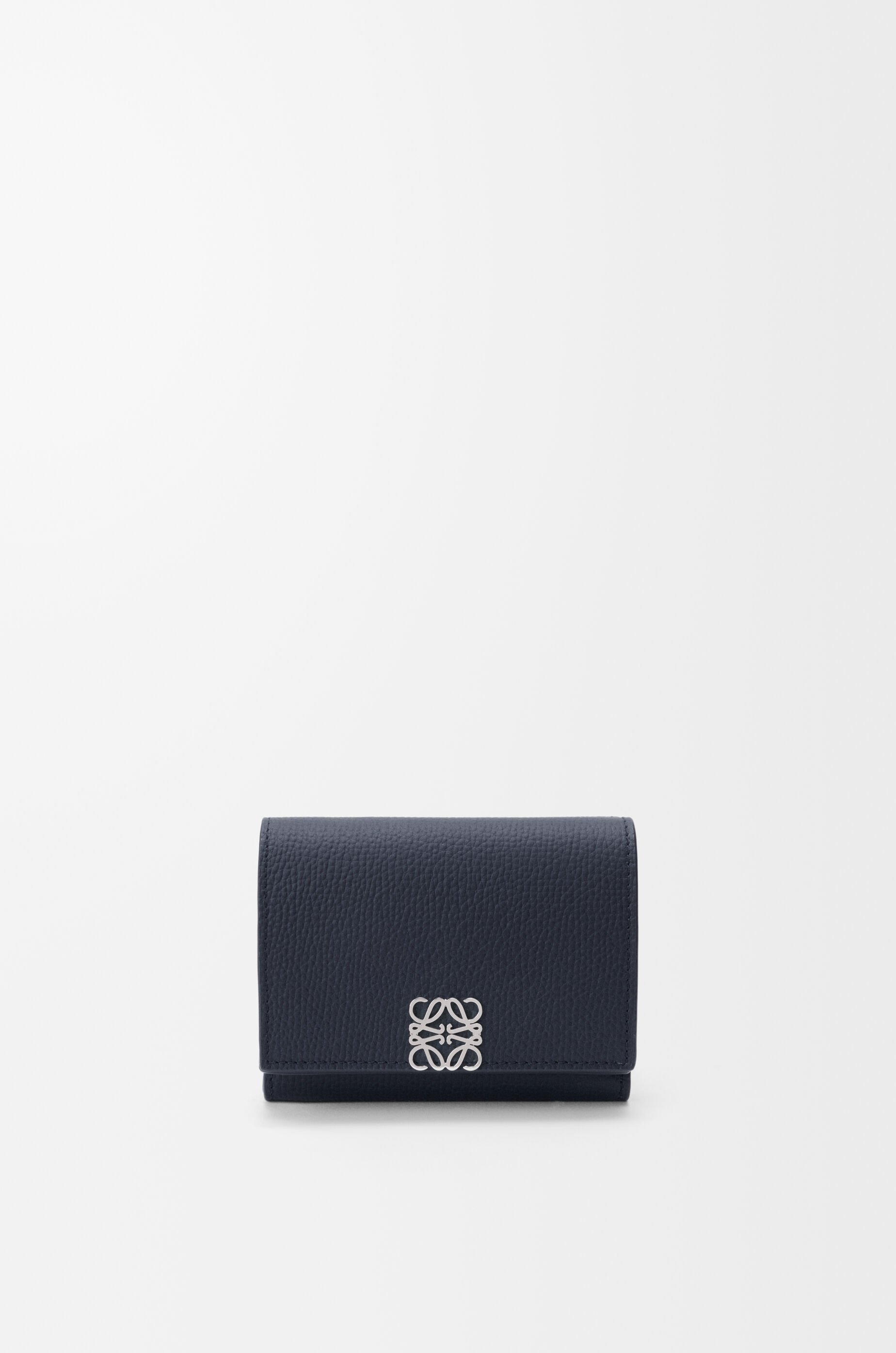LOEWE Anagram trifold wallet in pebble grained calfskin Deep Navy