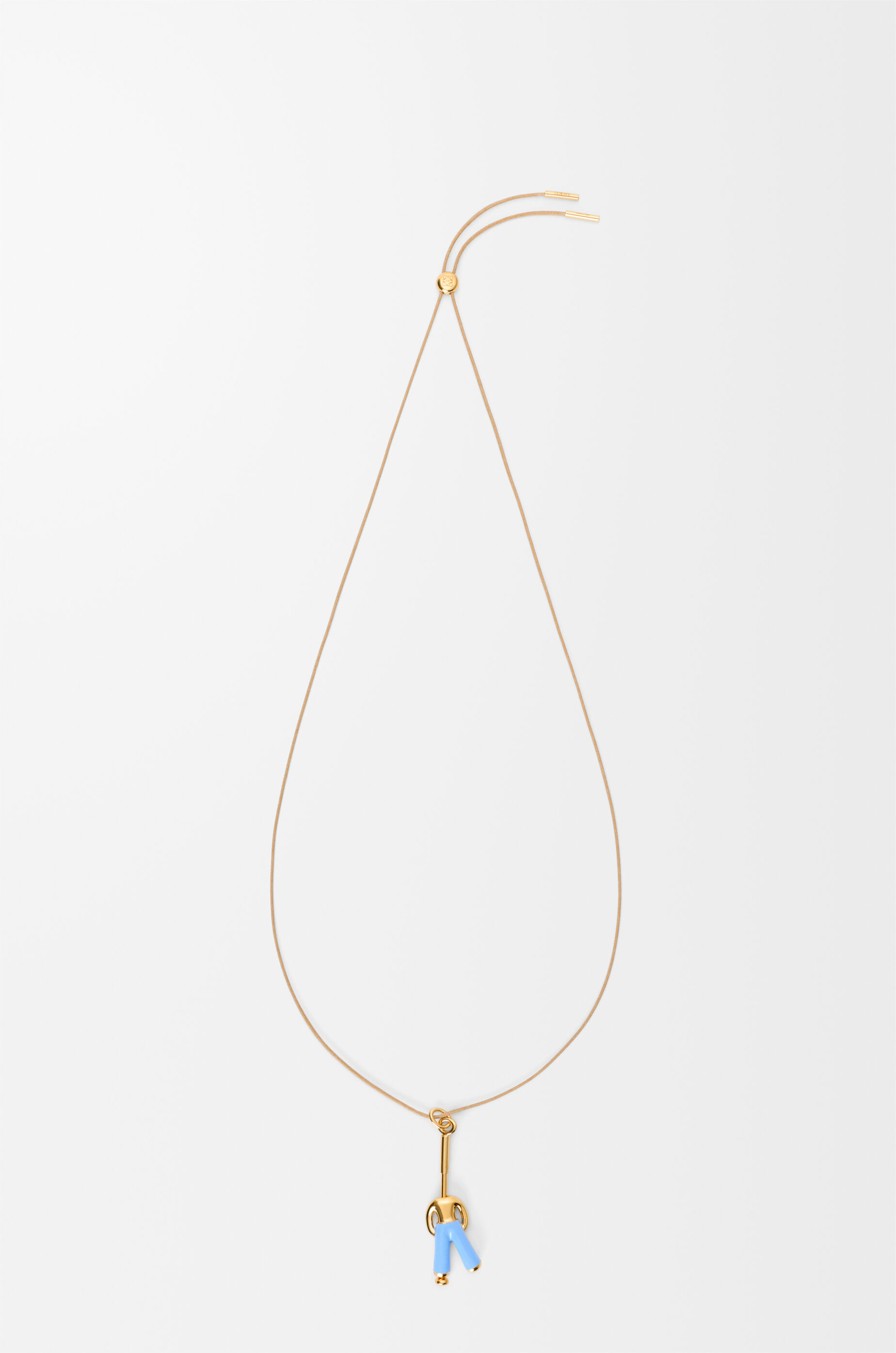 LOEWE Standing Acrobat necklace in sterling silver and enamel Gold/Blue