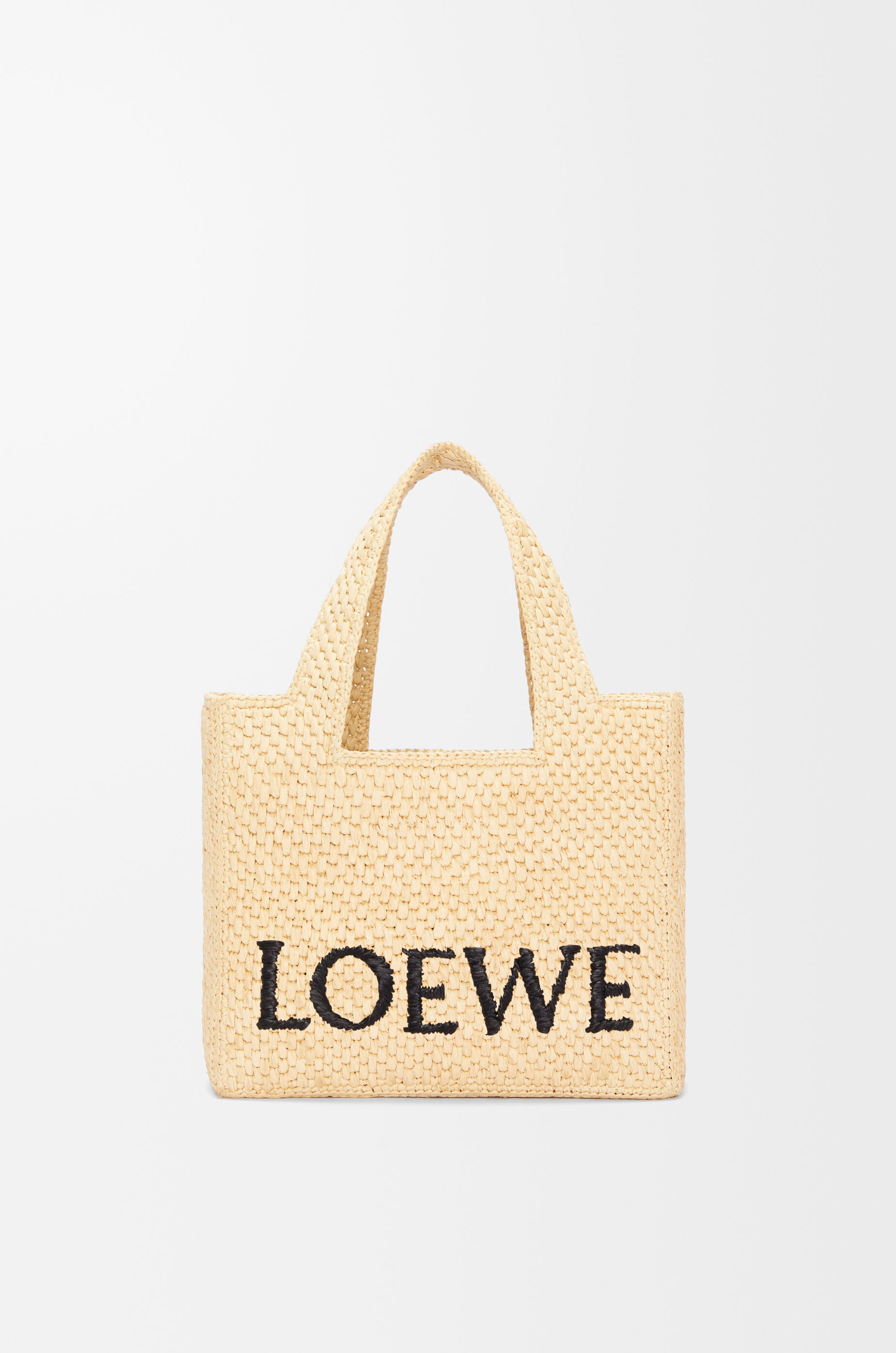 LOEWE Small LOEWE Font tote in raffia Natural