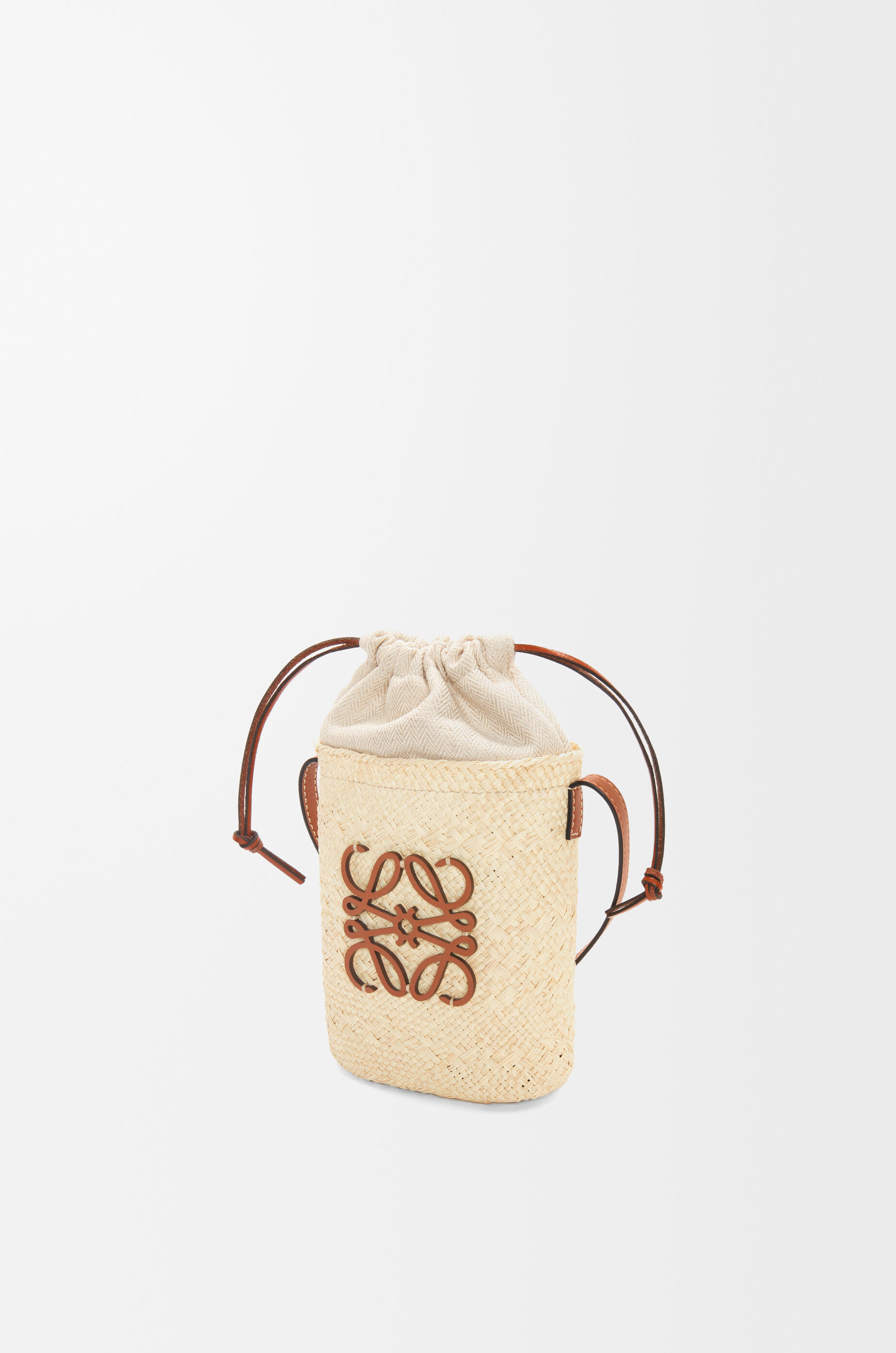 LOEWE Square pocket in iraca palm and calfskin Natural/Tan