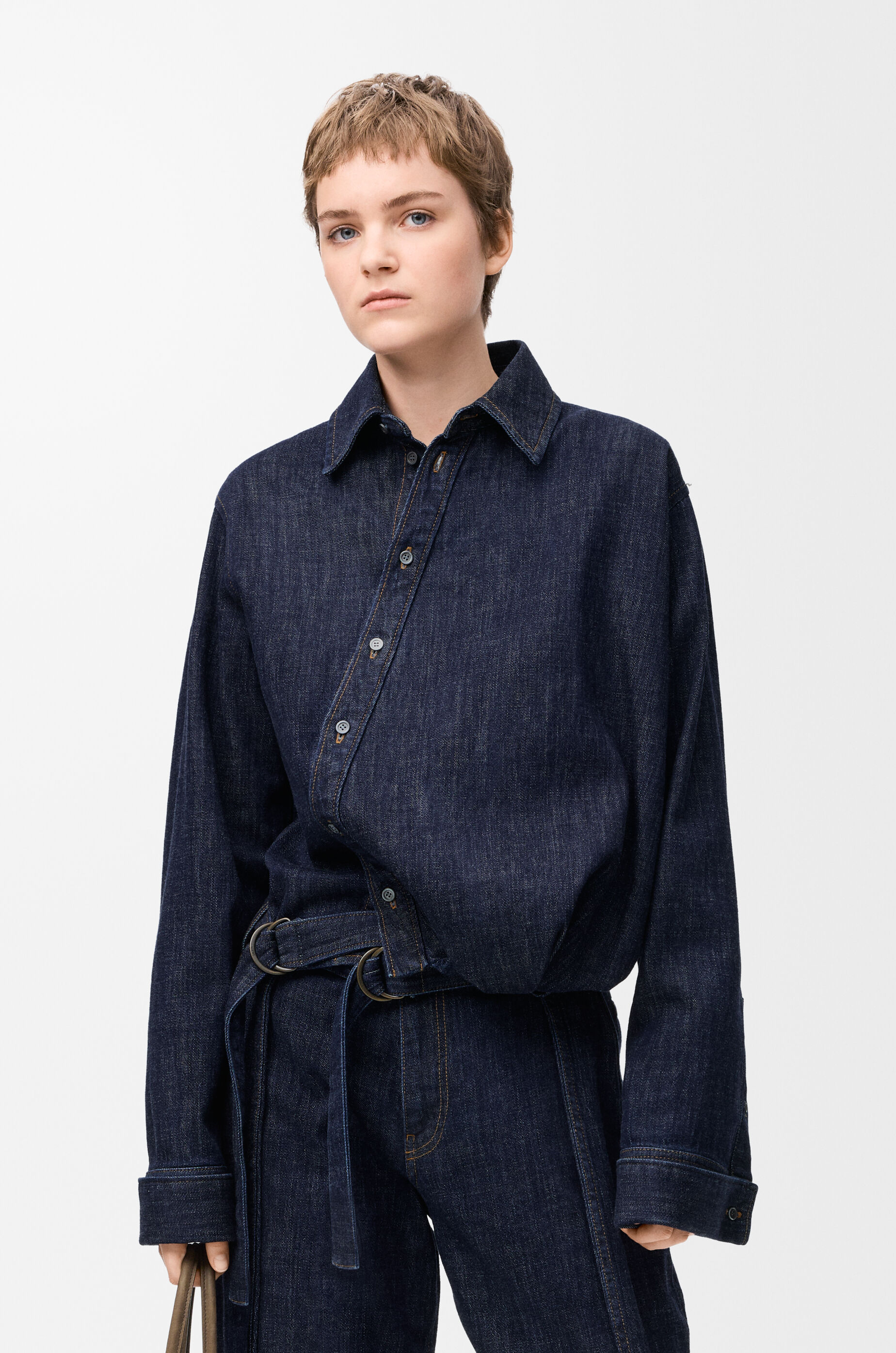 LOEWE Draped shirt in denim Indigo Blue
