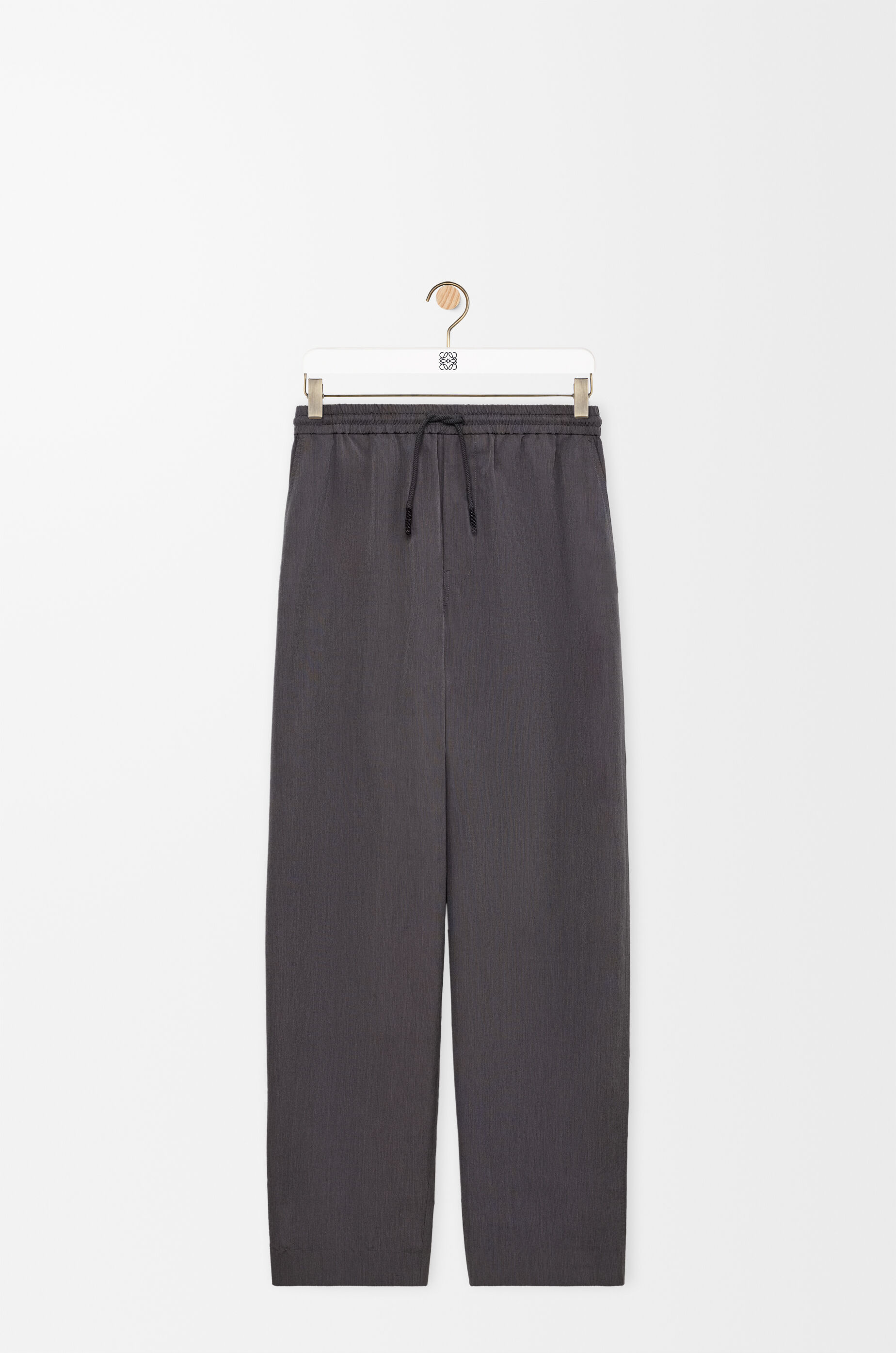 LOEWE Drawstring trousers in cotton and silk Medium Grey